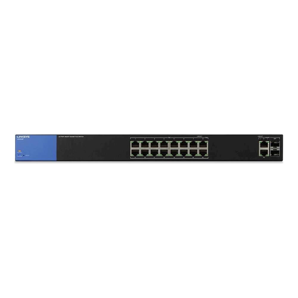 Linksys - Business 16-Port Gigabit PoE+ Smart Switch - Black - Front_Zoom