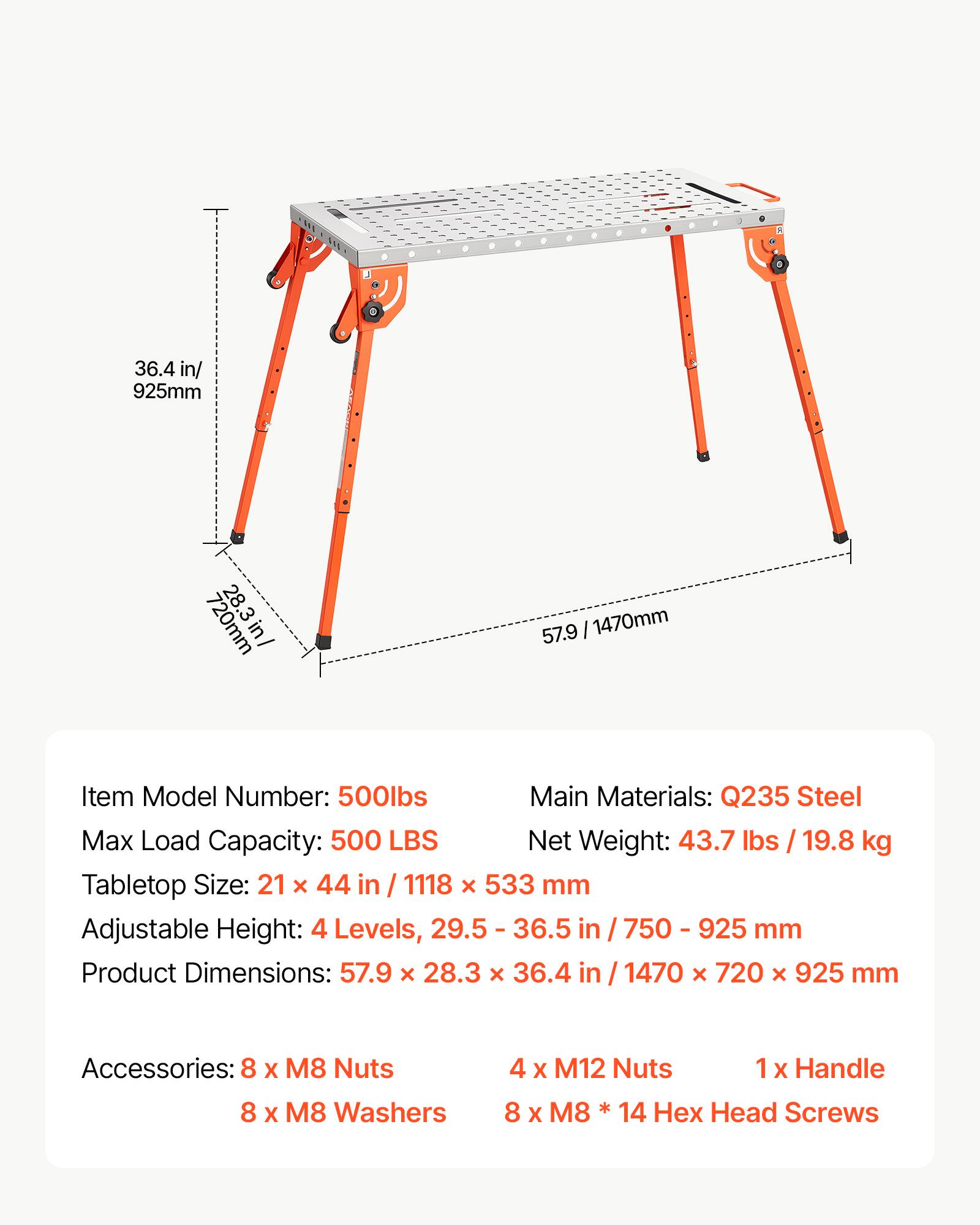 VEVOR Foldable Welding Table, 44
