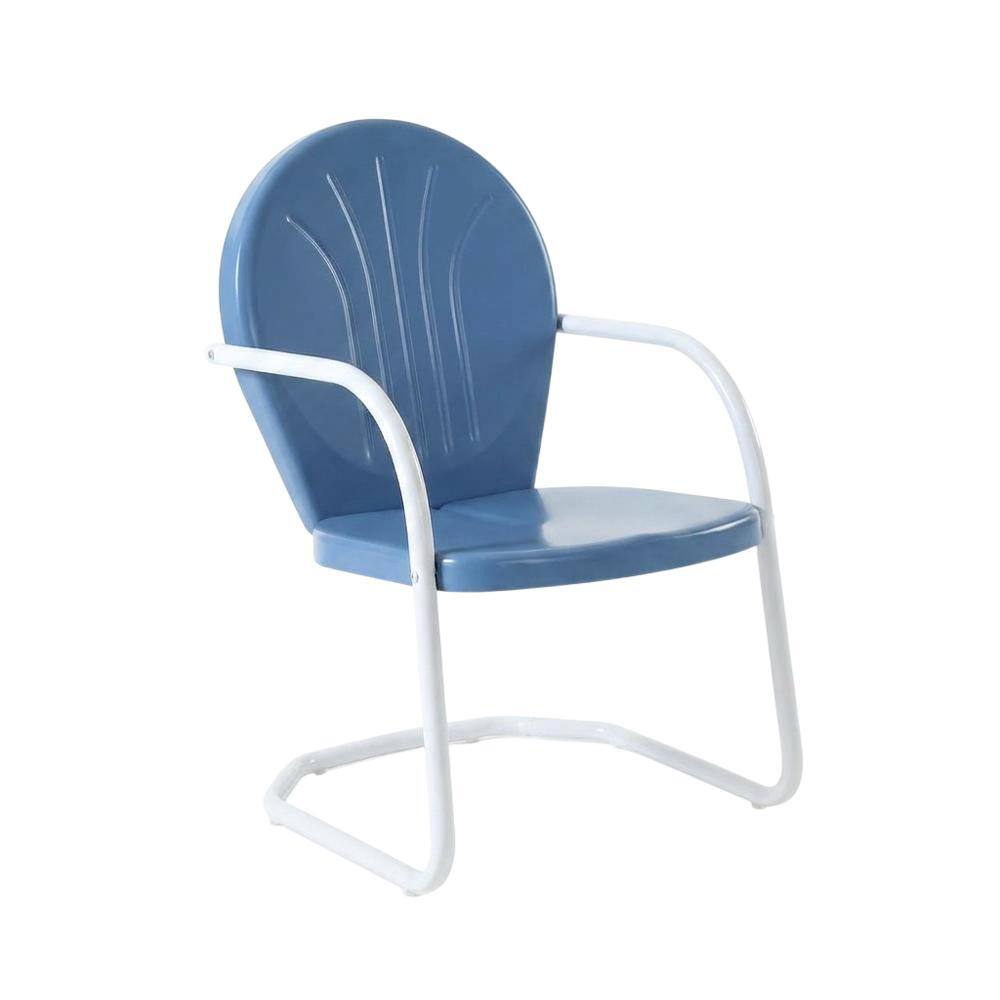 Outdoor Escape - Sky Blue Metal Patio Chair with Gloss Finish – Decorative Retro Style - Sky Blue Gloss