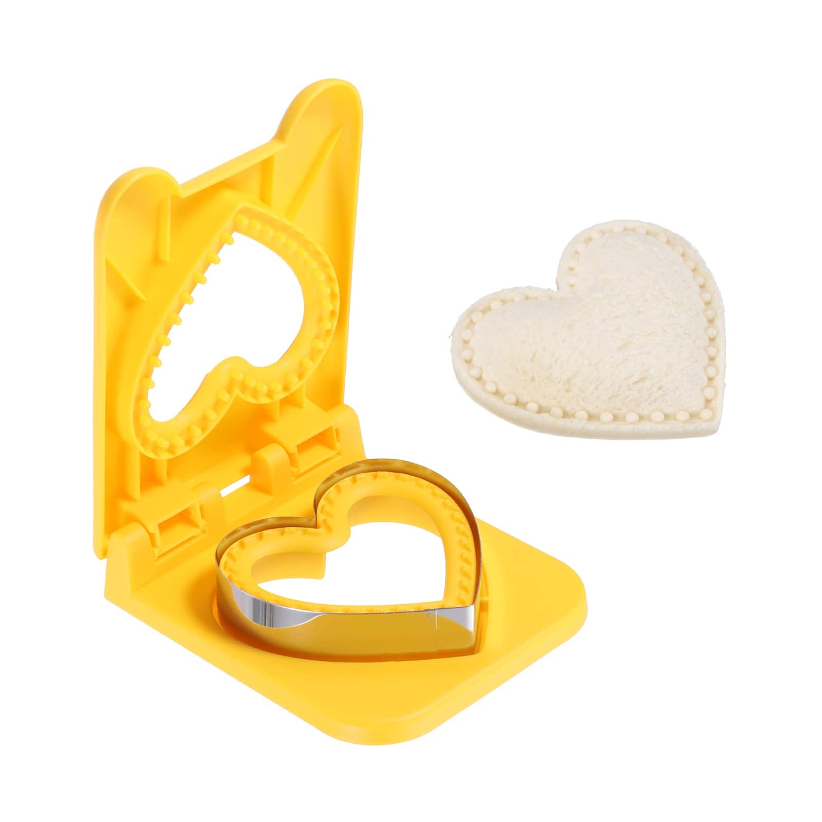 Unique Bargains - Crustless Sandwich Cutter, Heart-Shape Uncrustable Sealer for DIY Breakfast Lunch Tea - Yellow