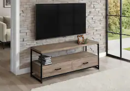 Spaco - TV Stand for TVs Up to 55 Inch, 48” Industrial Entertainment Center Media Console with Wood Look, 2 Drawers - taupe