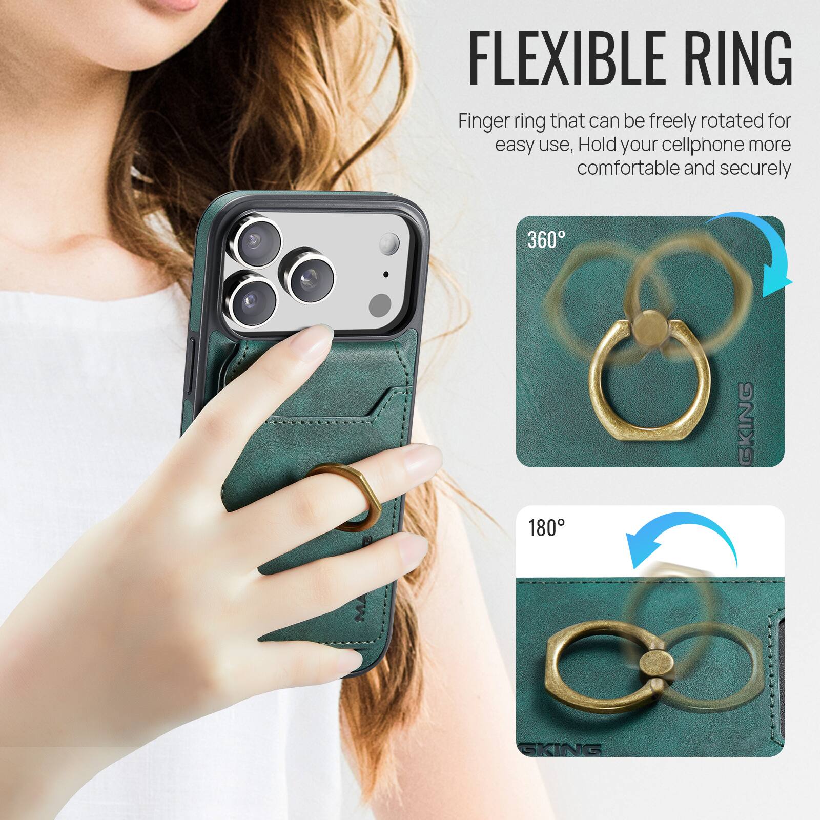 FLEXIBLE RING

Finger ring that can be freely rotated for easy use, Hold your cellphone more comfortable and securely

360°

180°