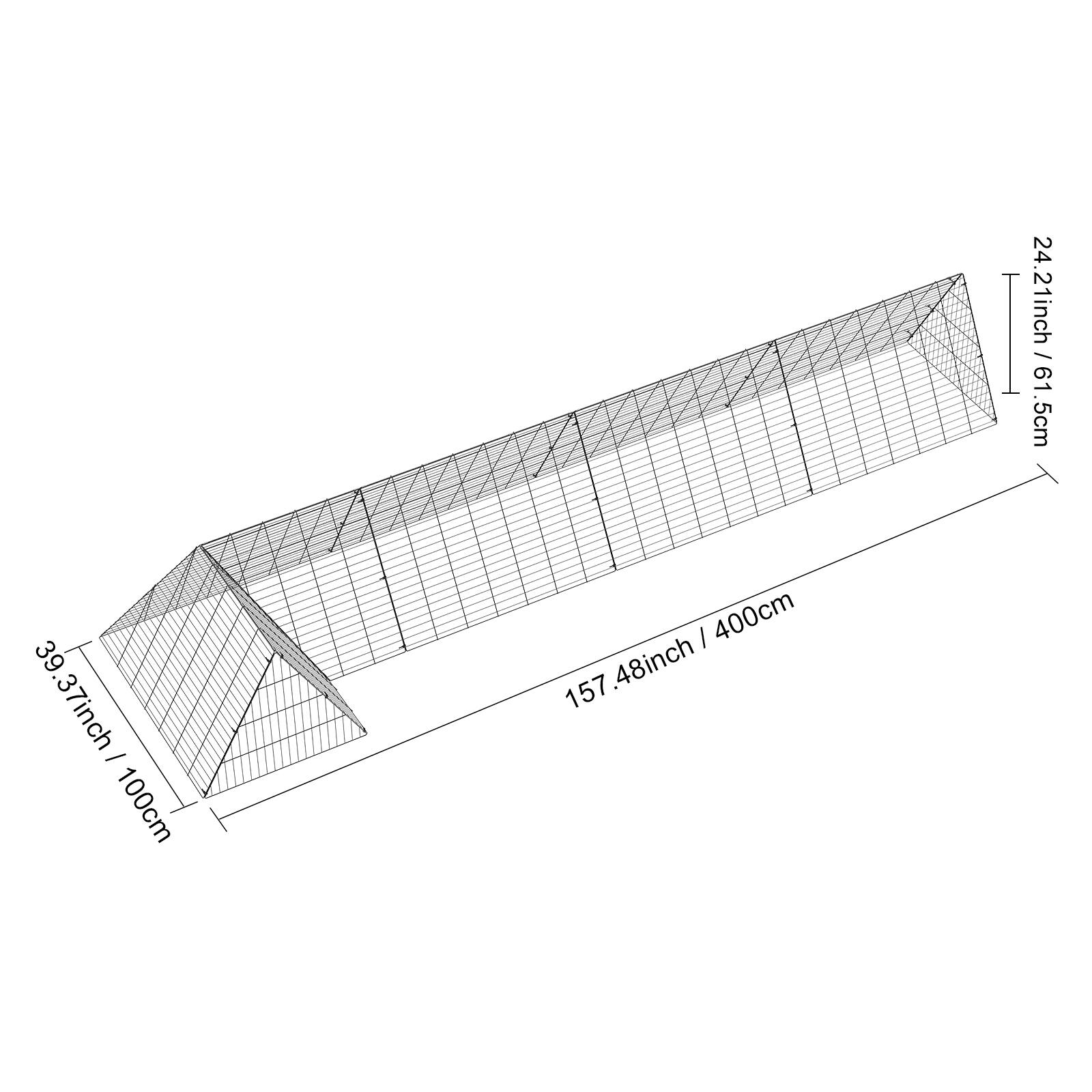 24.21 inch / 61.5 cm  
39.37 inch / 100 cm  
157.48 inch / 400 cm