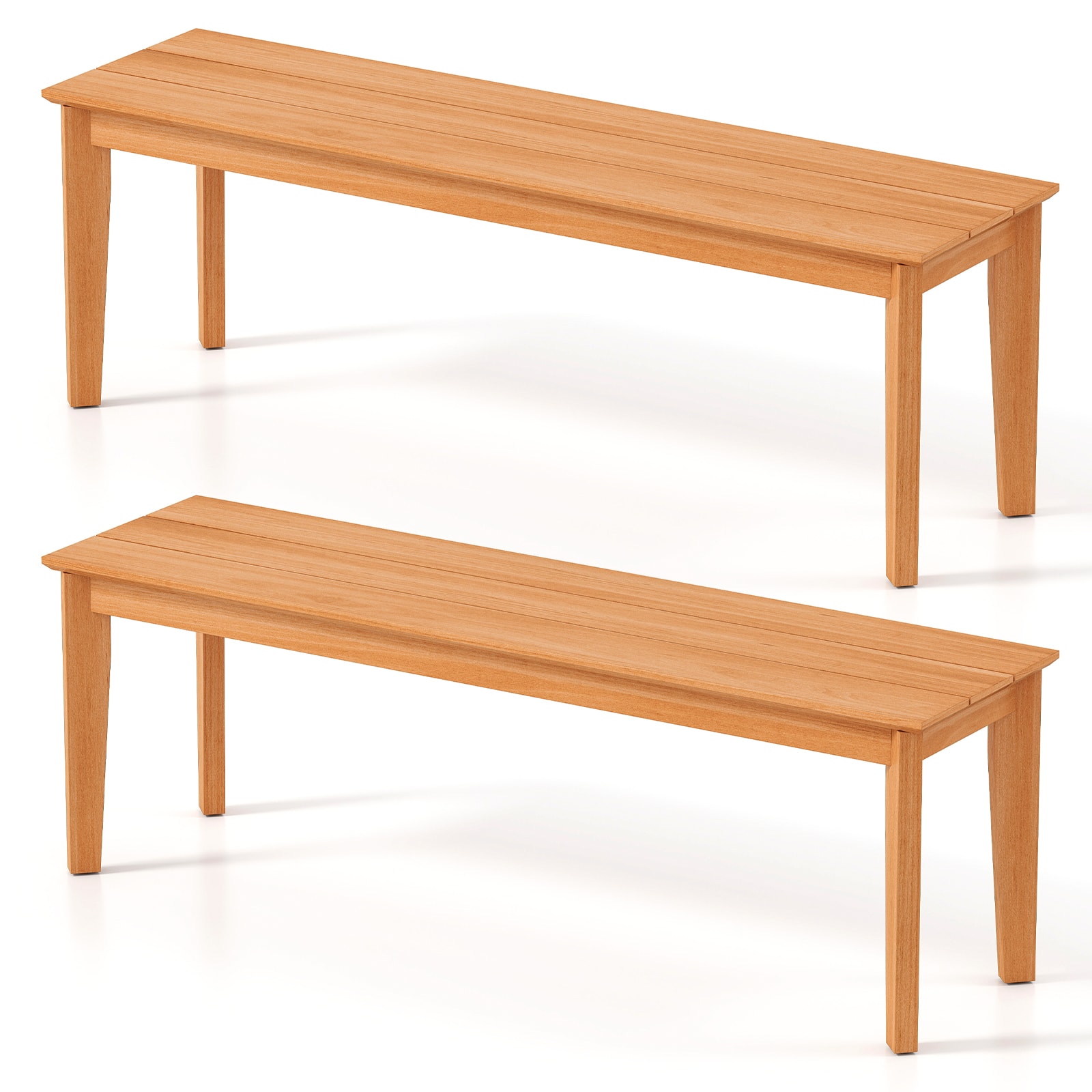 Gymax - 2PCS 55'' Teak Wood Bench 3-Person Backless Seating w/ 880 LBS Weight Capacity - Natural price history on PriceWatchPro