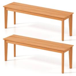 Gymax - 2PCS 55'' Teak Wood Bench 3-Person Backless Seating w/ 880 LBS Weight Capacity - Natural