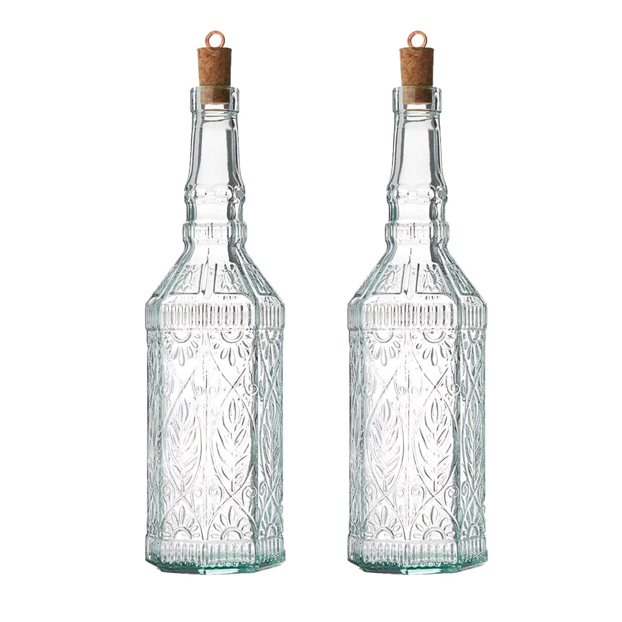 Bormioli Rocco - Country Home Fiesole Glass Bottles Set of 2, 24 oz with Stopper - Clear