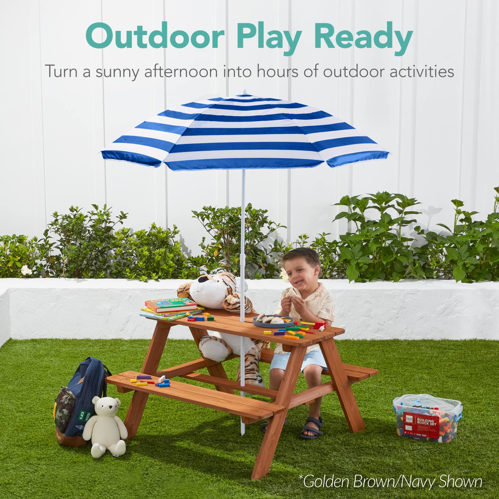 Outdoor Play Ready  
Turn a sunny afternoon into hours of outdoor activities  

*Golden Brown/Navy Shown