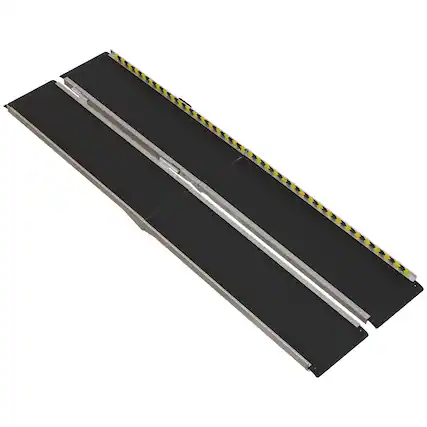 Front. Homcom - Wheelchair Ramp, 8FT Foldable Threshold Ramp, Aluminum Handicap Ramp with Non-Slip Surface - Black.