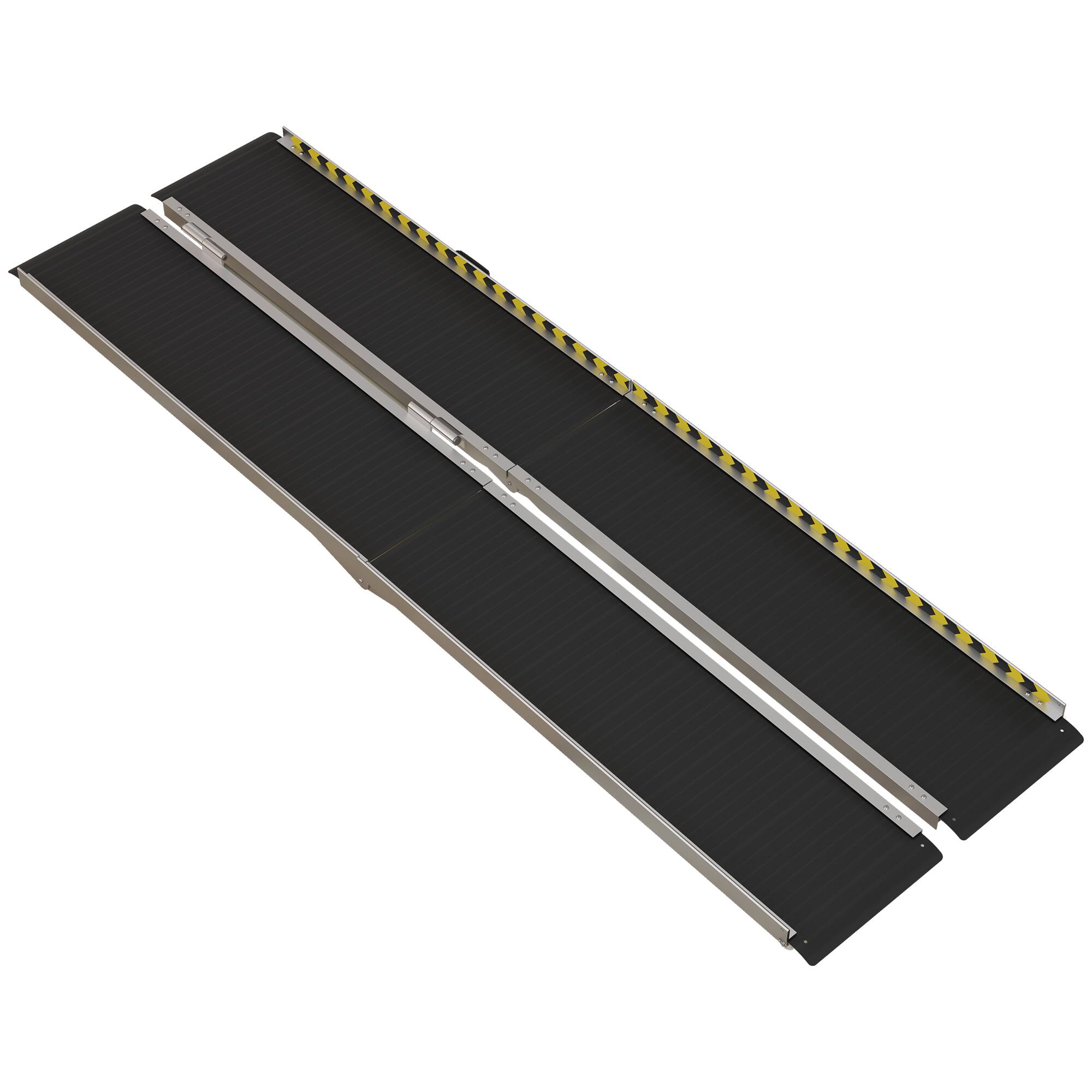 Homcom - Wheelchair Ramp, 8FT Foldable Threshold Ramp, Aluminum Handicap Ramp with Non-Slip Surface - Black