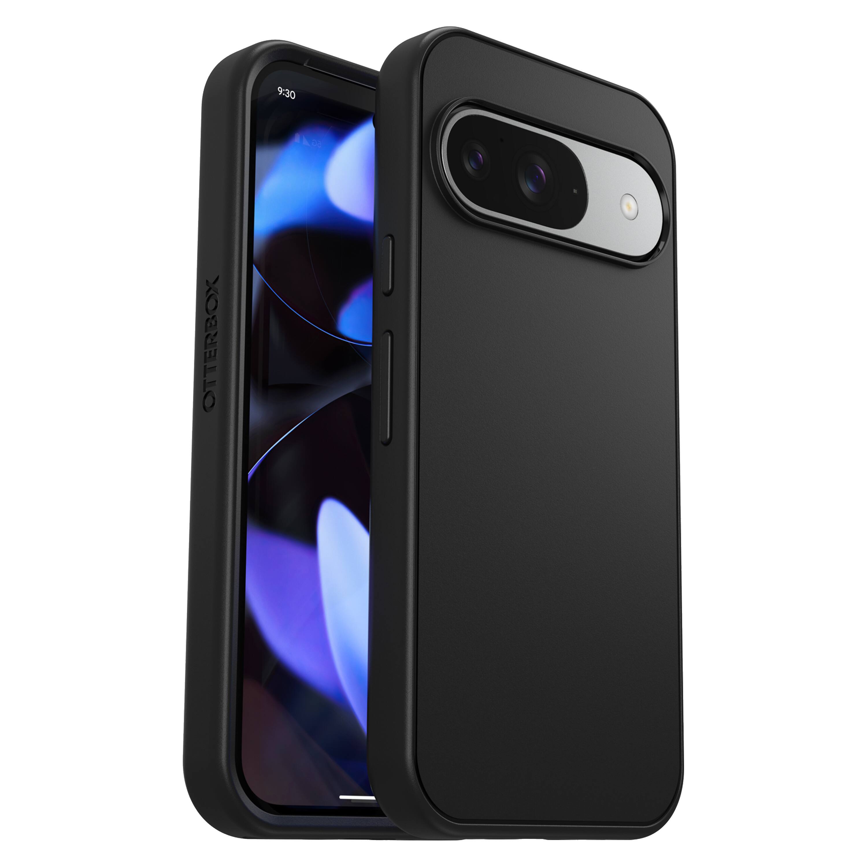 The image shows a black Otterbox case for a smartphone. The case is designed to protect the device from scratches and impacts. The case is made of durable material and features a sleek design that fits snugly around the phone. The case is displayed in a close-up view, highlighting its features and quality.