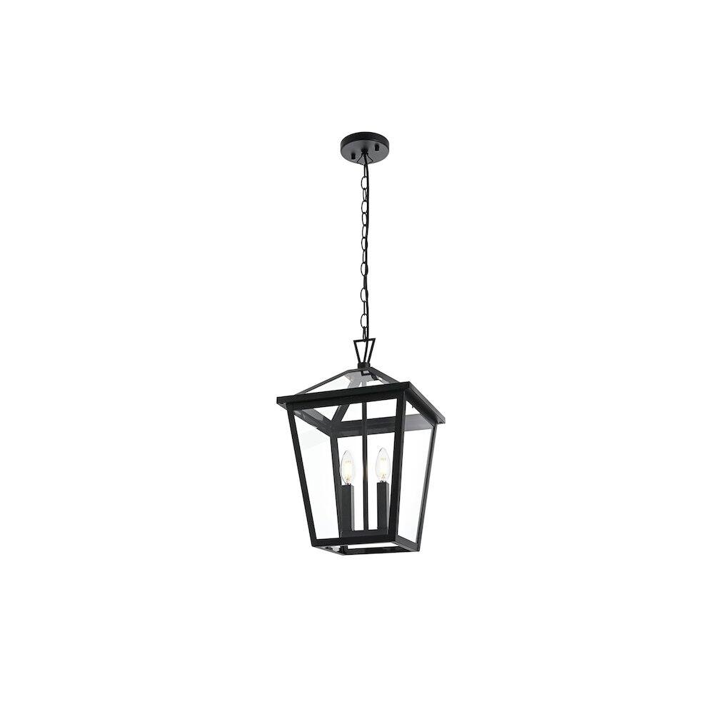 Angle. Elegant Lighting - Frankford 7 inch Outdoor Pendant in Black - Black.