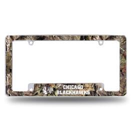 Rico Industries - Chicago Blackhawks Chrome Metal License Plate Frame with Mossy Oak Camouflaged Camo Design - Multi