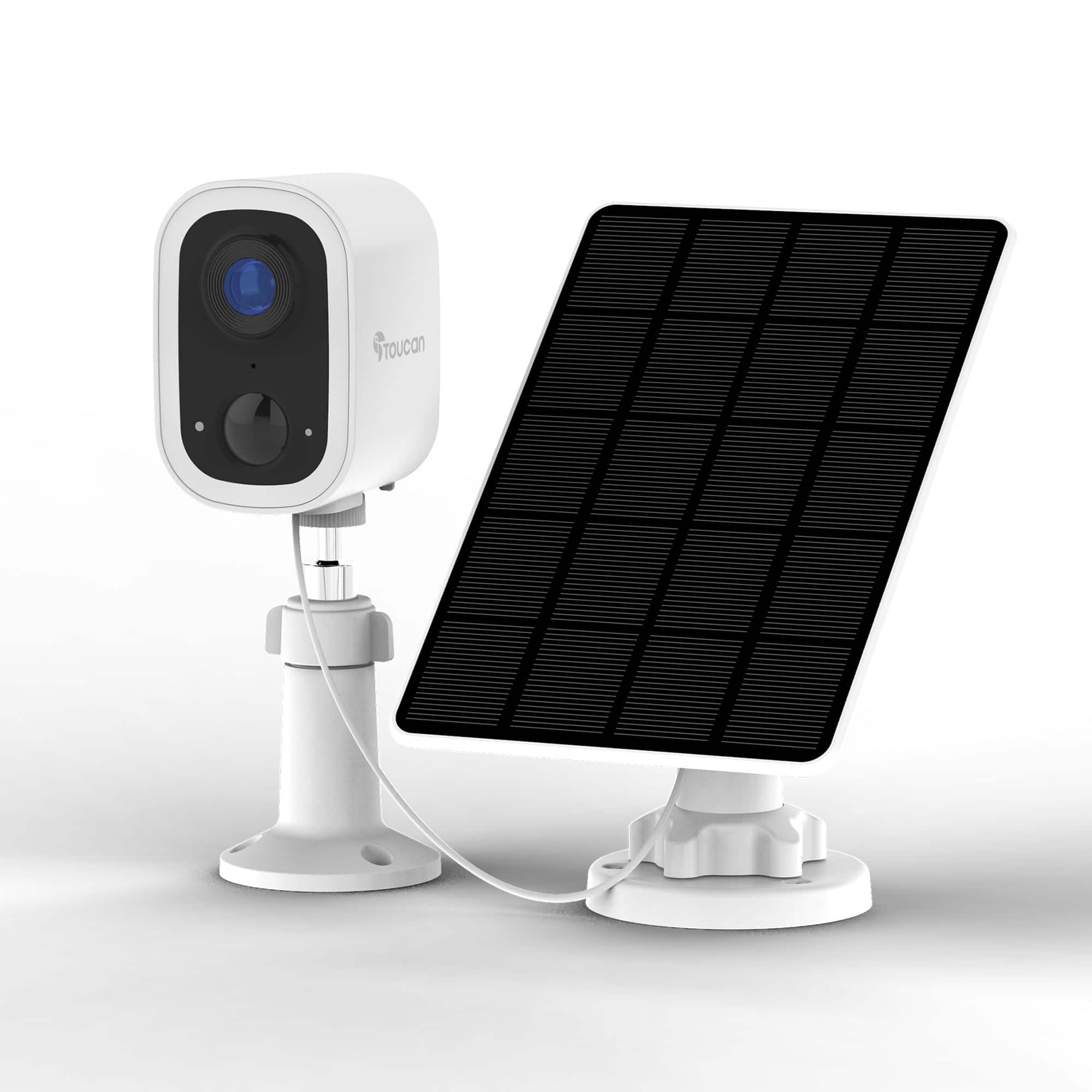 Toucan - Wireless Security Camera S4 with Solar Charger Bundle - No Subscription Required - White