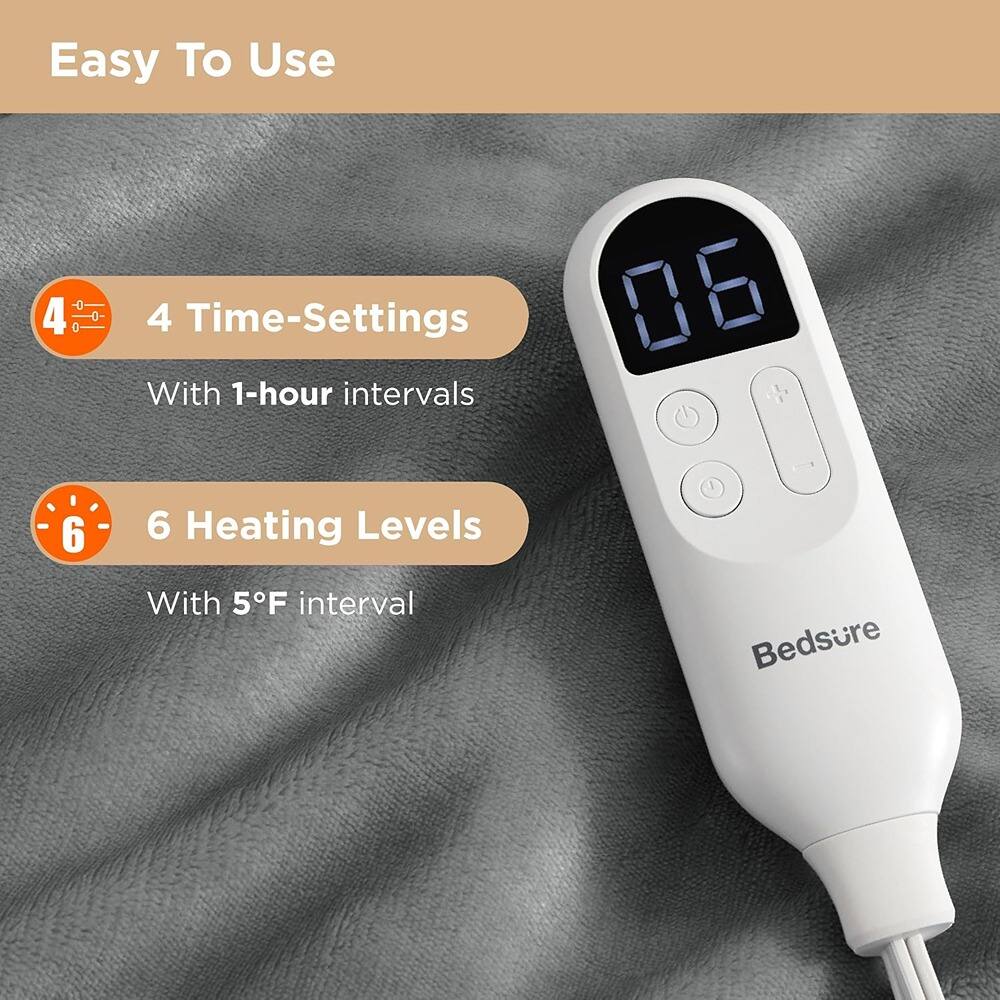 Easy To Use

4 Time-Settings  
With 1-hour intervals

6 Heating Levels  
With 5°F interval

Bedsure