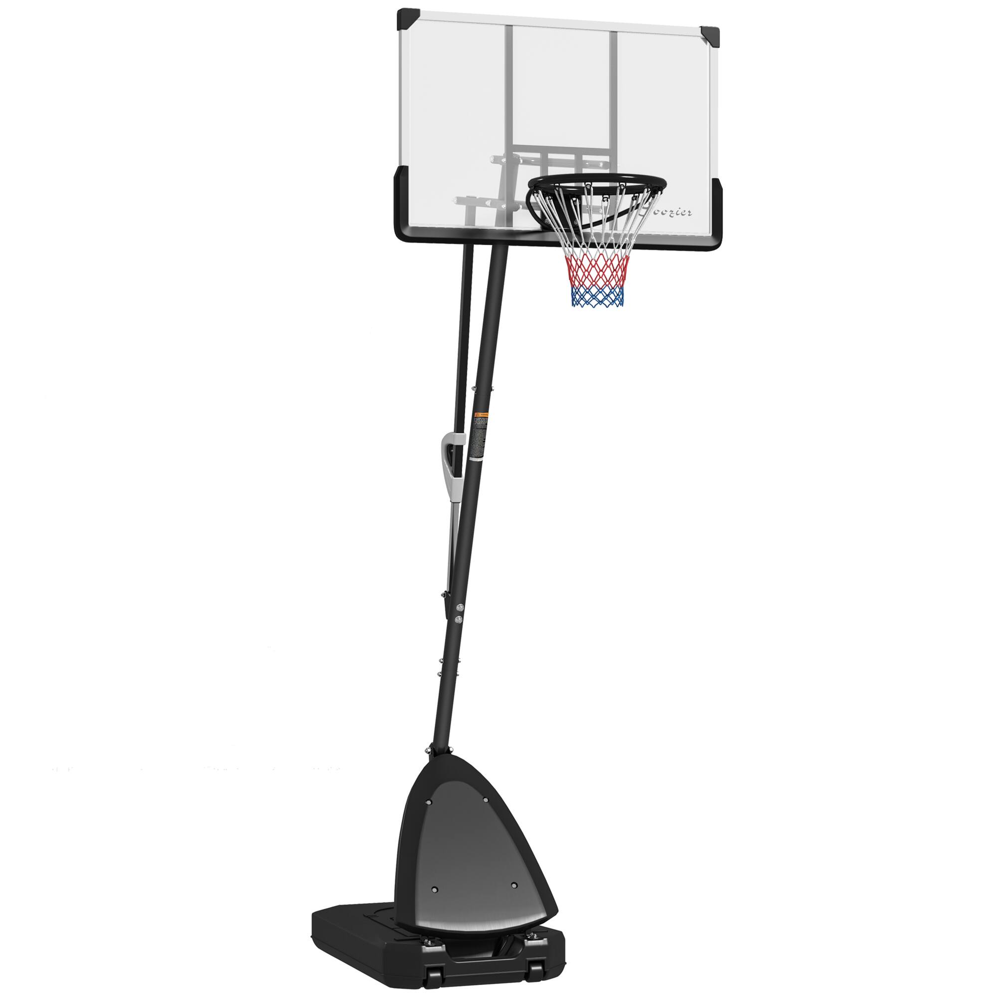 Front. Soozier - Portable Basketball Hoop Outdoor, 5-10ft Height Adjustable Basketball Goal with 44 Inch Shatterproof Backboard - Black.