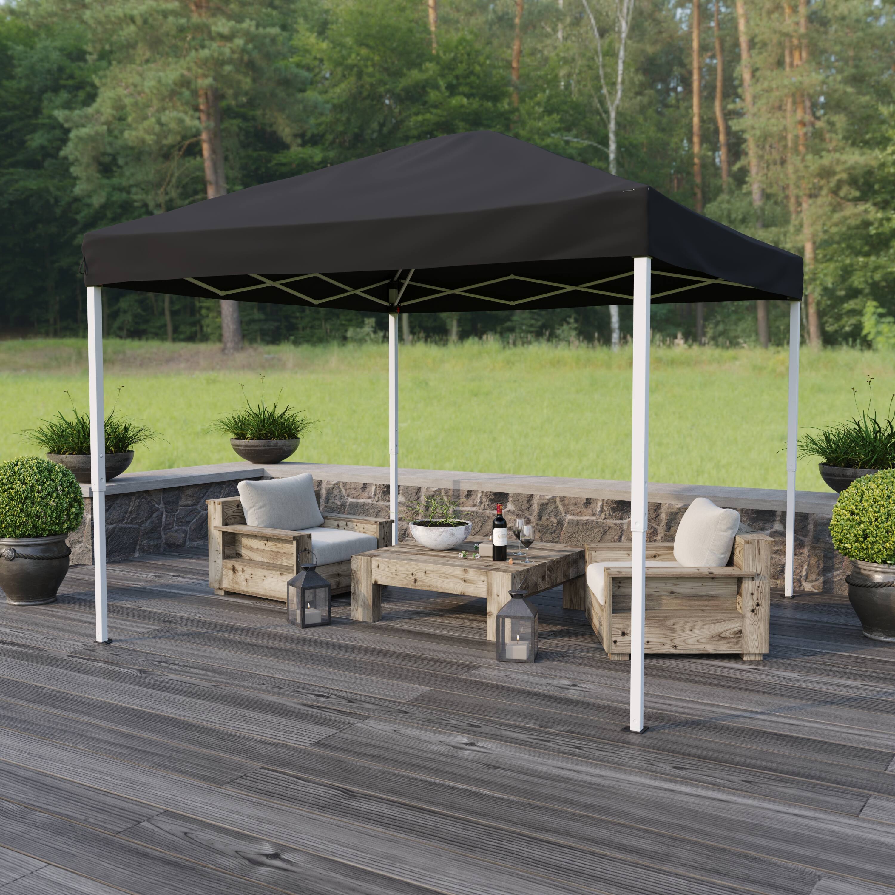 Alt View 5. Emma + Oliver - 10'x10' Weather Resistant Easy Pop Up Event Straight Leg Instant Canopy Tent - Black.