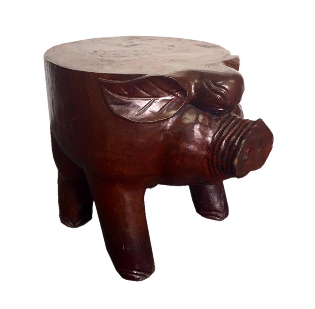 Dart - Pig Accent Stool - Dark Brown