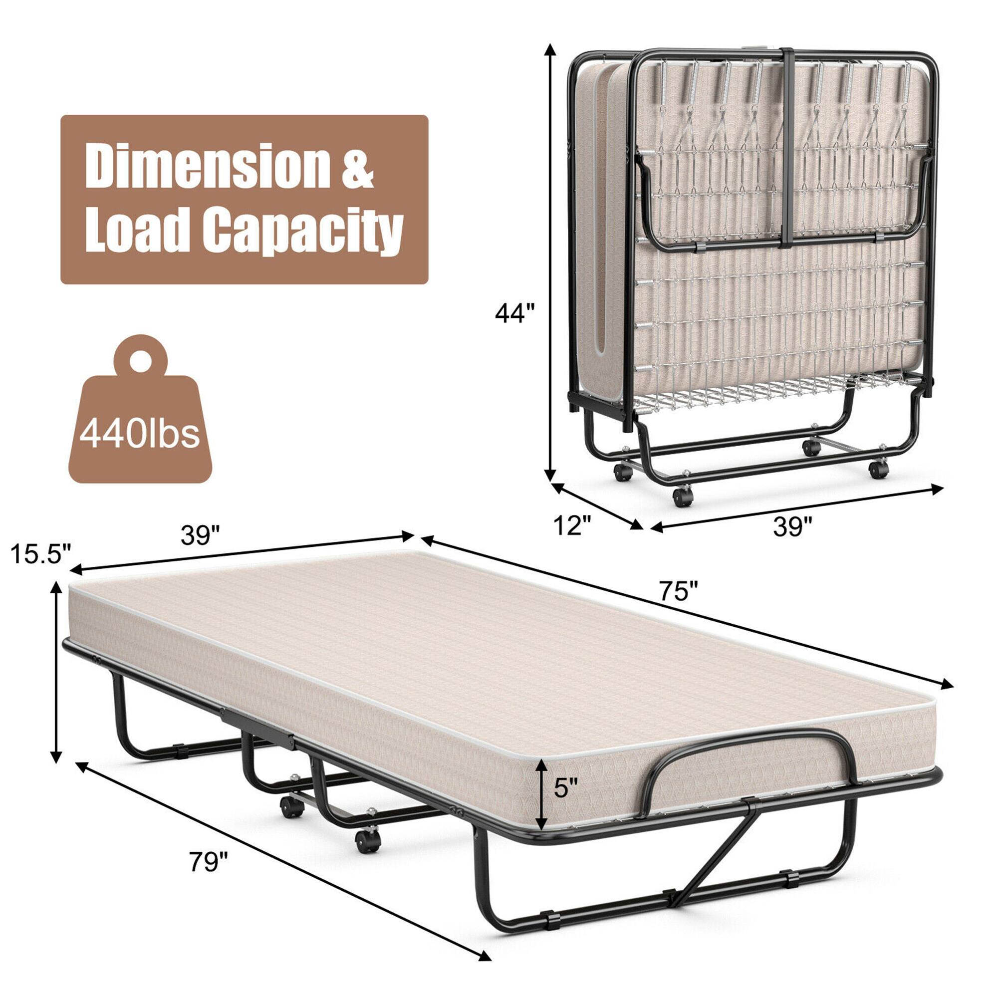 Dimension & Load Capacity: 440lbs

Dimensions: 79" x 75" x 15.5" x 39" x 12" x 5"