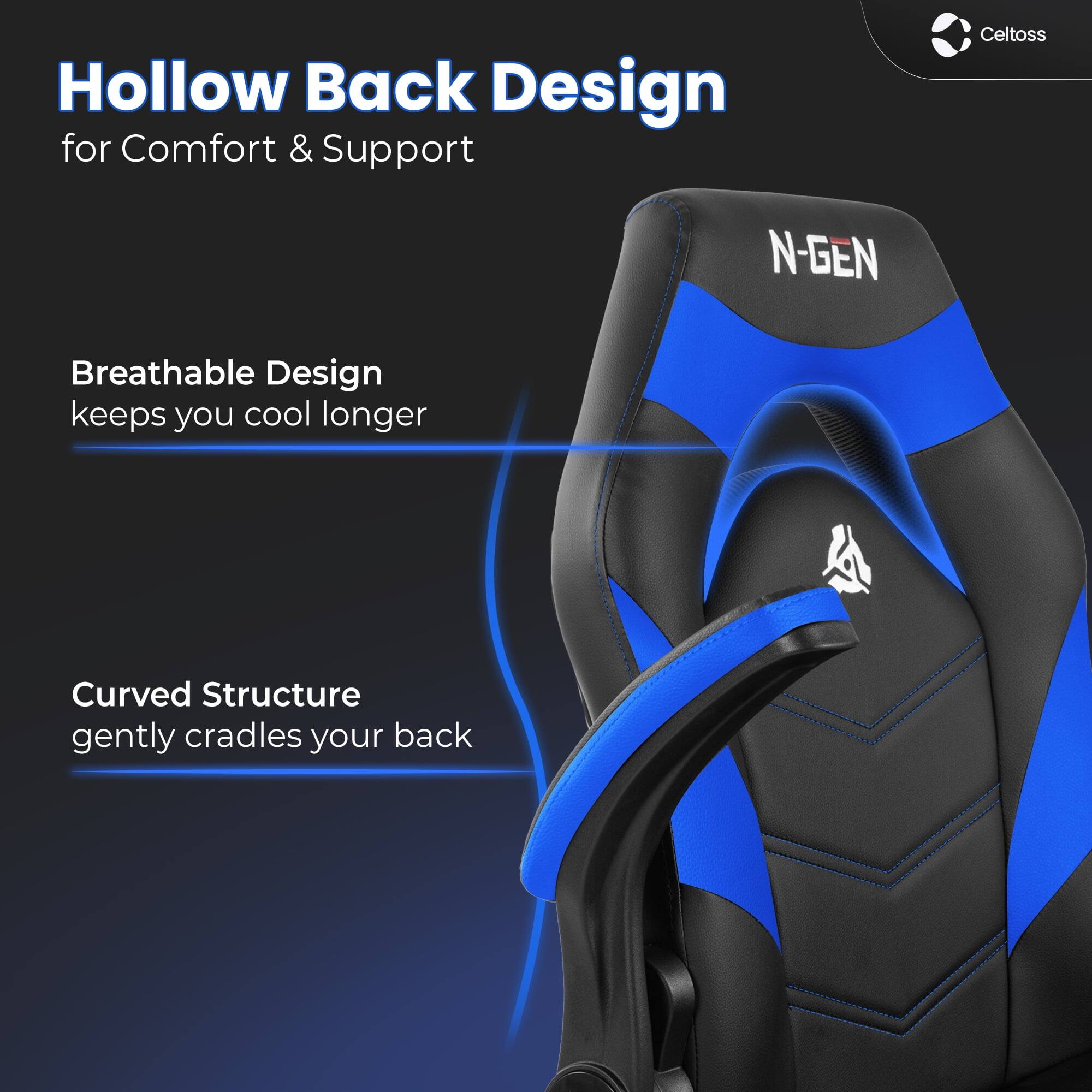 Hollow Back Design for Comfort & Support

Breathable Design keeps you cool longer

Curved Structure gently cradles your back