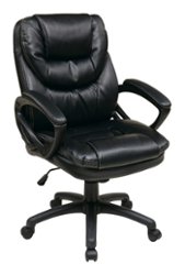 Office Star Products - Faux Leather Manager's Chair - Black - Front_Zoom