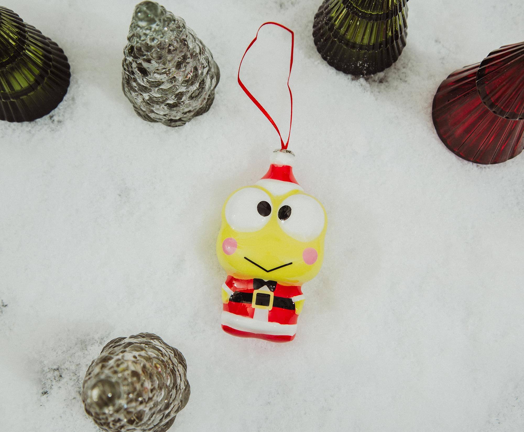 Alt View 5. Surreal Entertainment - Sanrio Keroppi Santa 4-Inch Shatterproof Decoupage Ornament - Green.