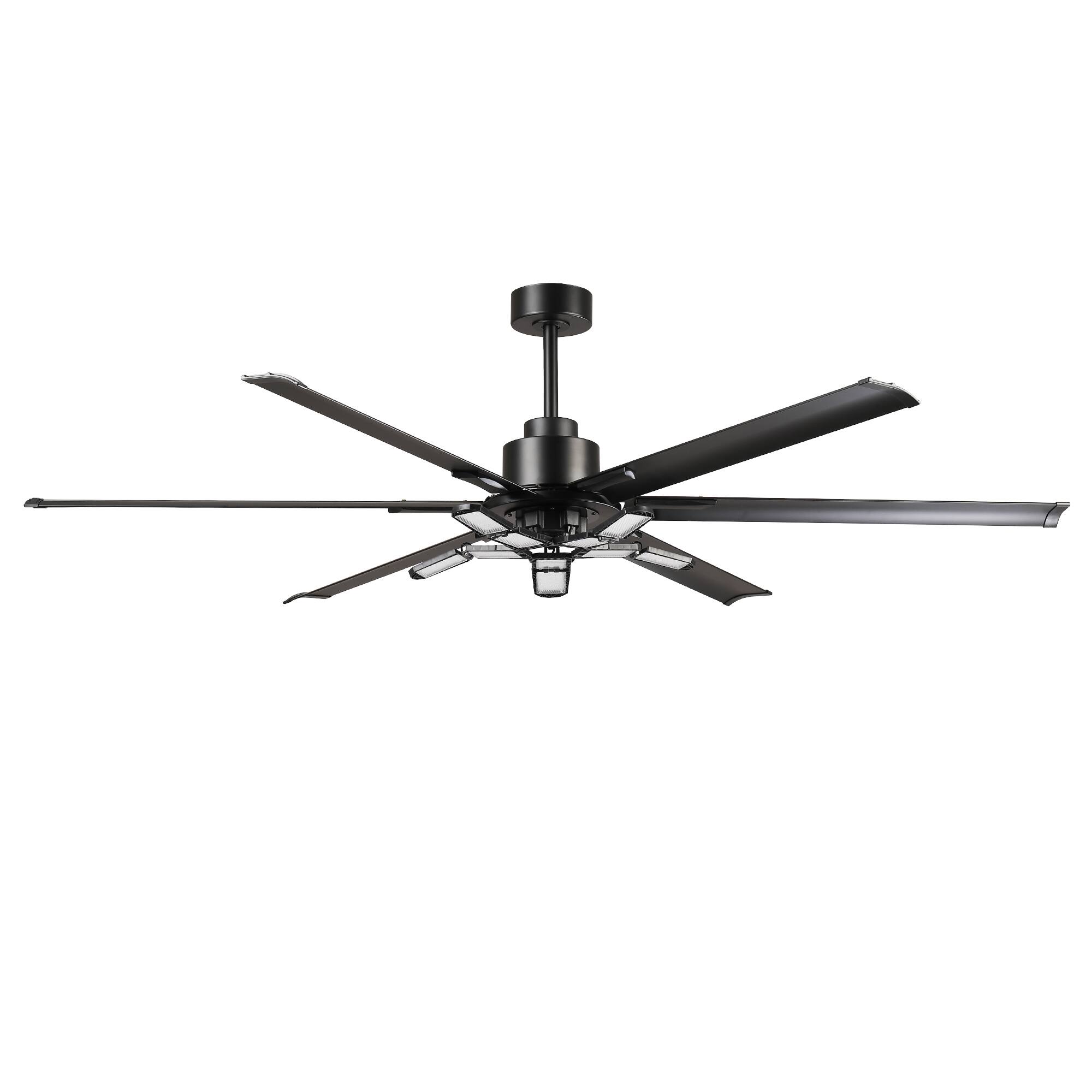 Alt View 8. Parrot Uncle - 72''Black Industrial HVLS Large Ceiling Fan with Foldable LED and Remote Control - Black.
