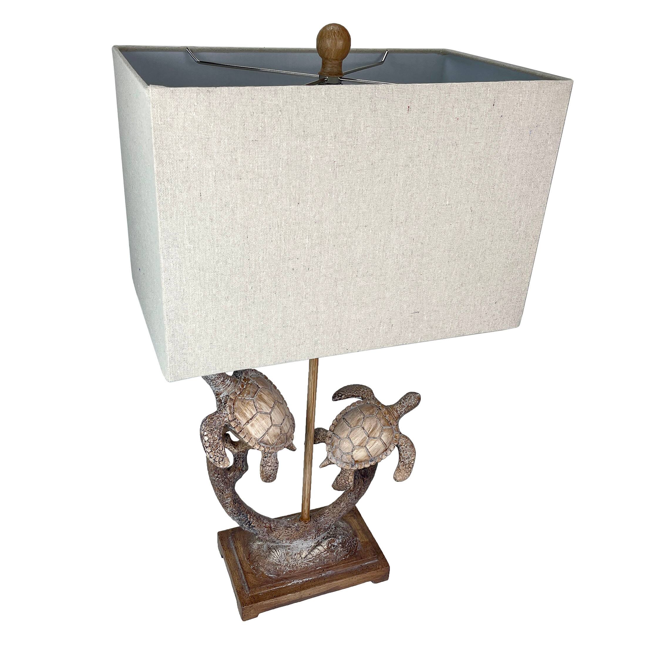 Alt View 10. Chesapeake Bay - Set of 2 Double Sea Turtle Table Lamps Coastal Nautical Resin 27.75" w/Shades - Brown.