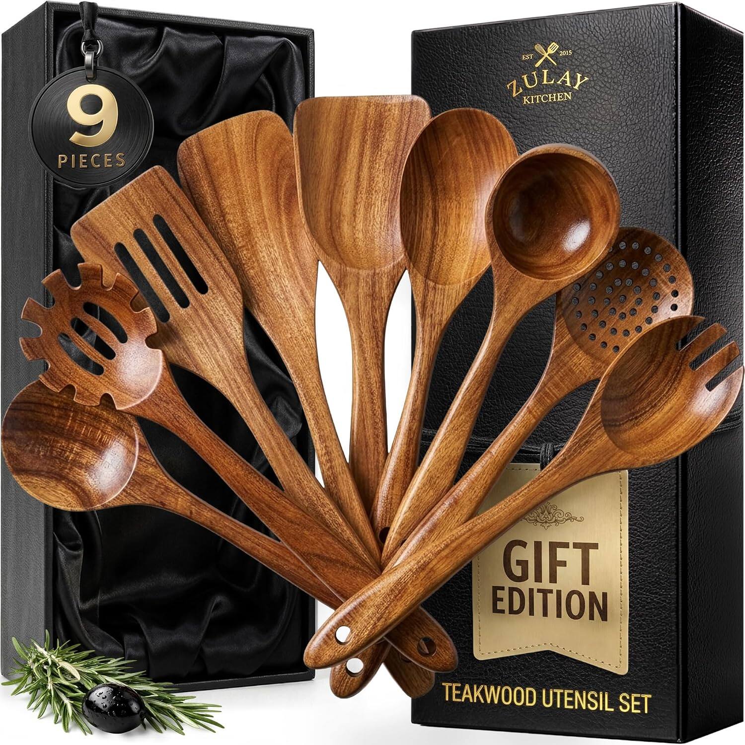 9 PIECES  
2005 EST ZULAY KITCHEN  
GIFT EDITION  
TEAKWOOD UTENSIL SET