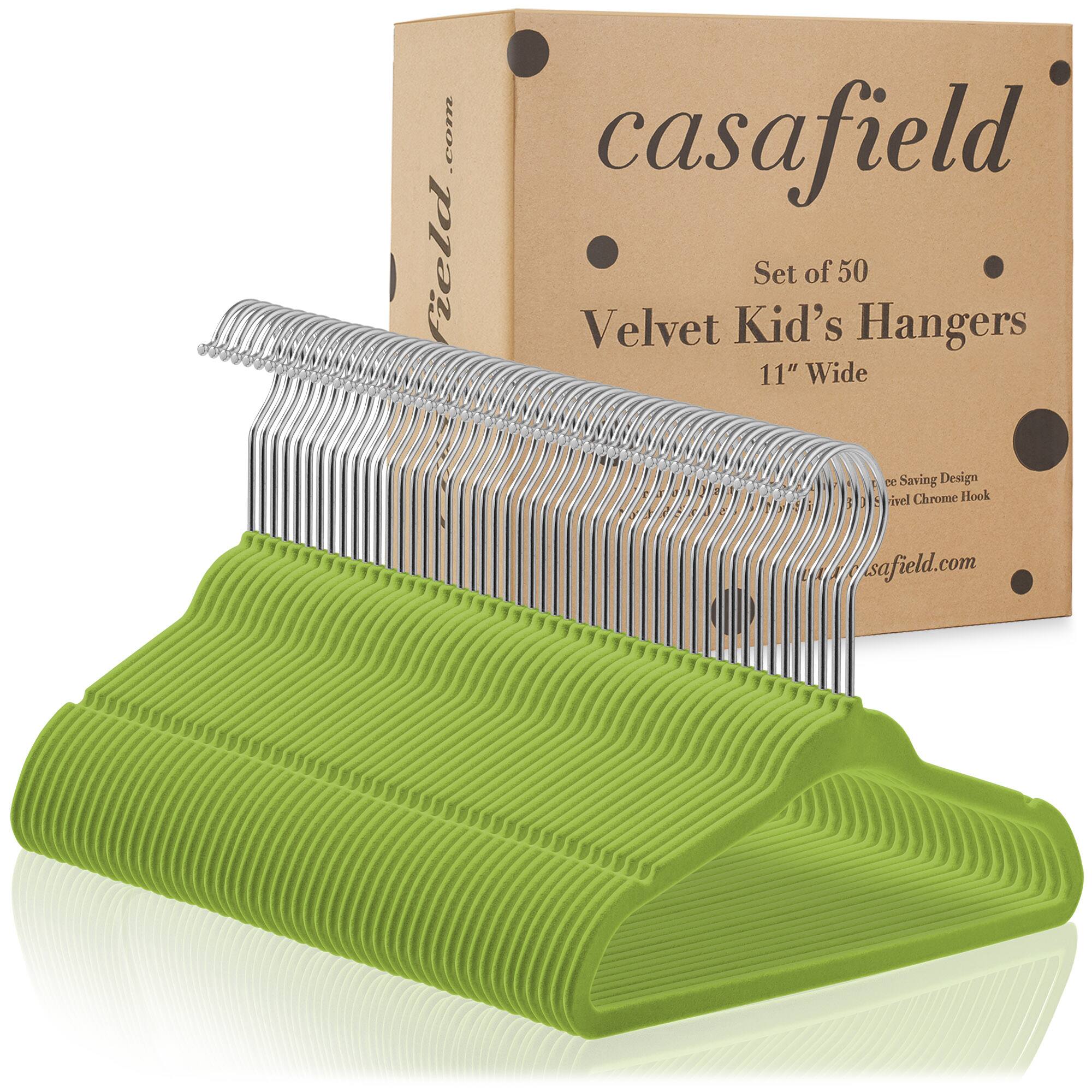casafield Set of 50 Velvet Kid's Hangers 11" Wide R Saving Design BD wvel Chrome Hook wsafield.com