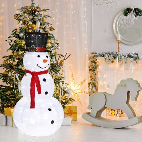 Alt View 5. Winado - 4FT Christmas Snowman Snow Fleece with LED Lights, Imitated Branch Hand for Indoor Outdoor Holiday Party Decorations - White.