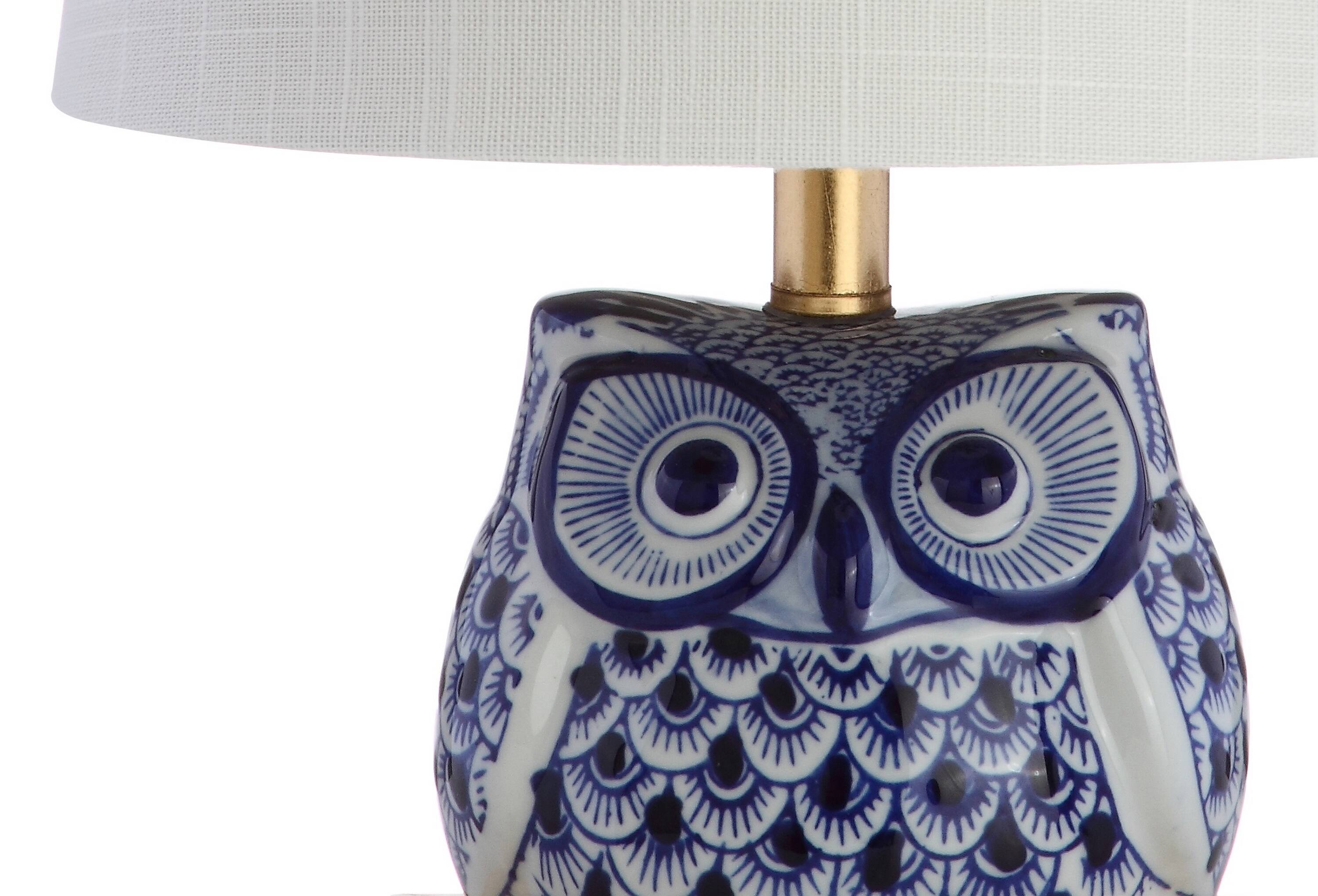 Alt View 6. Jonathan Y - Justina 16" Ceramic Mini LED Table Lamp, Blue/White - Blue/White.