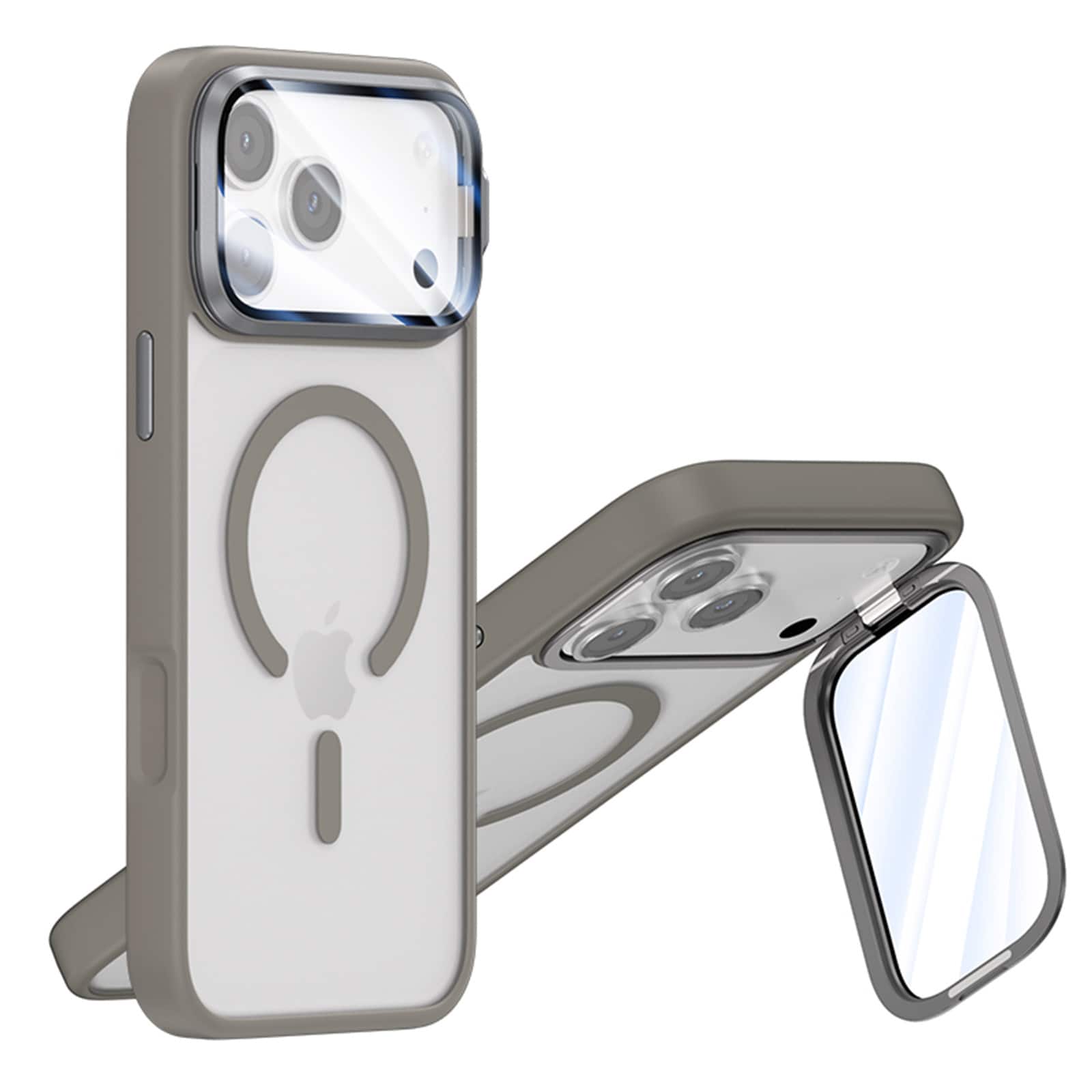 UUCOVER- Magnetic Matte Case for Apple iPhone 18 Pro Max with Full Camera Lens Protector Cover Kickstand, Compatible with MagSafe- Gray