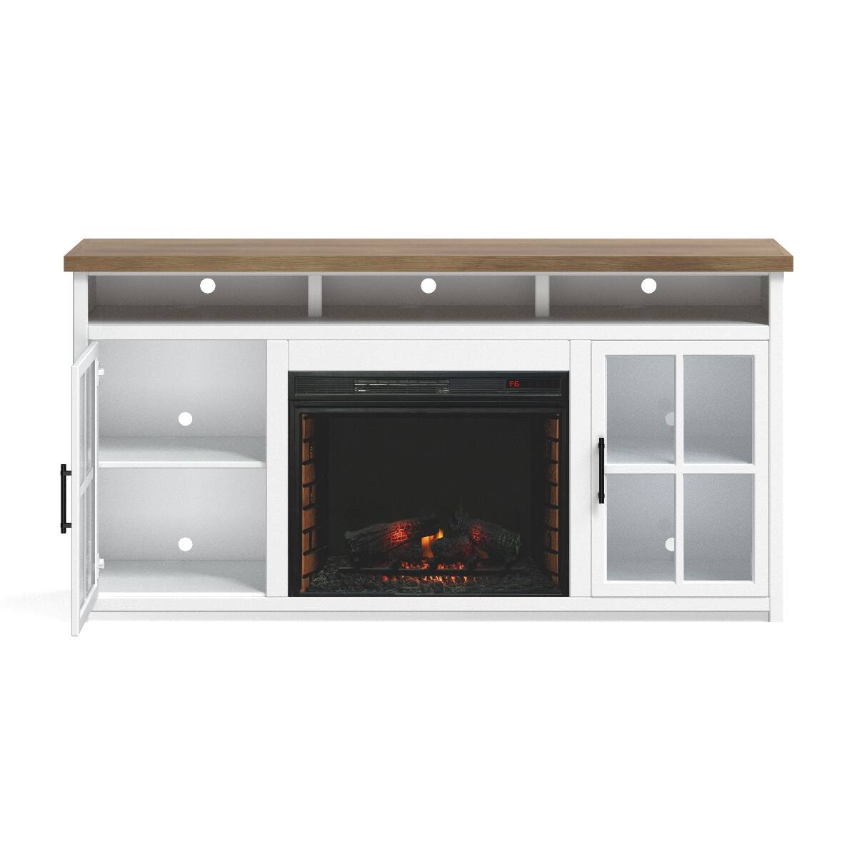 Alt View 2. Loheer - Loheer 74 inch farmhouse fireplace tv stand for 85 inch tv White - White.