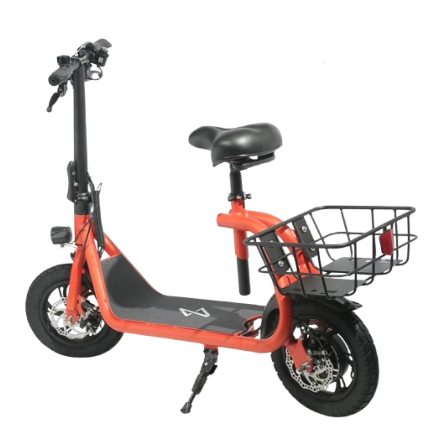 Front. Stock Preferred - 450W Foldable Electric Bike for Adults with Basket Red - Red.