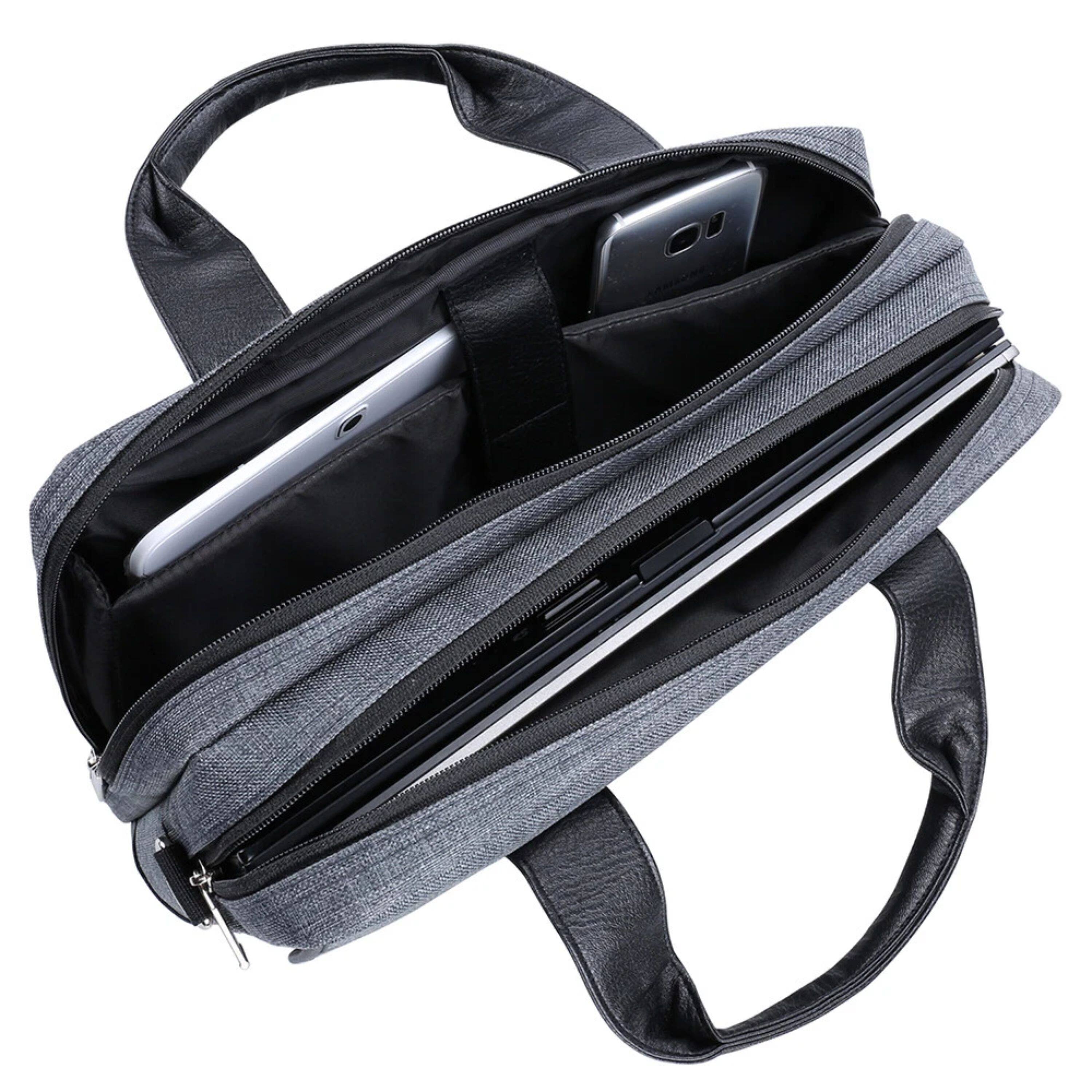 Left. Kitcheniva - Twill Weave Tablet Shoulder Messenger Bag Briefcase For 13" iPad - Gray.