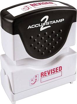 Accu-Stamp - 2 REVISED Rectangle Pre-Inked Stamp, 1/2" x 1-5/8", Ink - Red