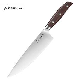Kitcheniva - 8" German Stainless Steel Chefs Knife with Sandal Wood Handle