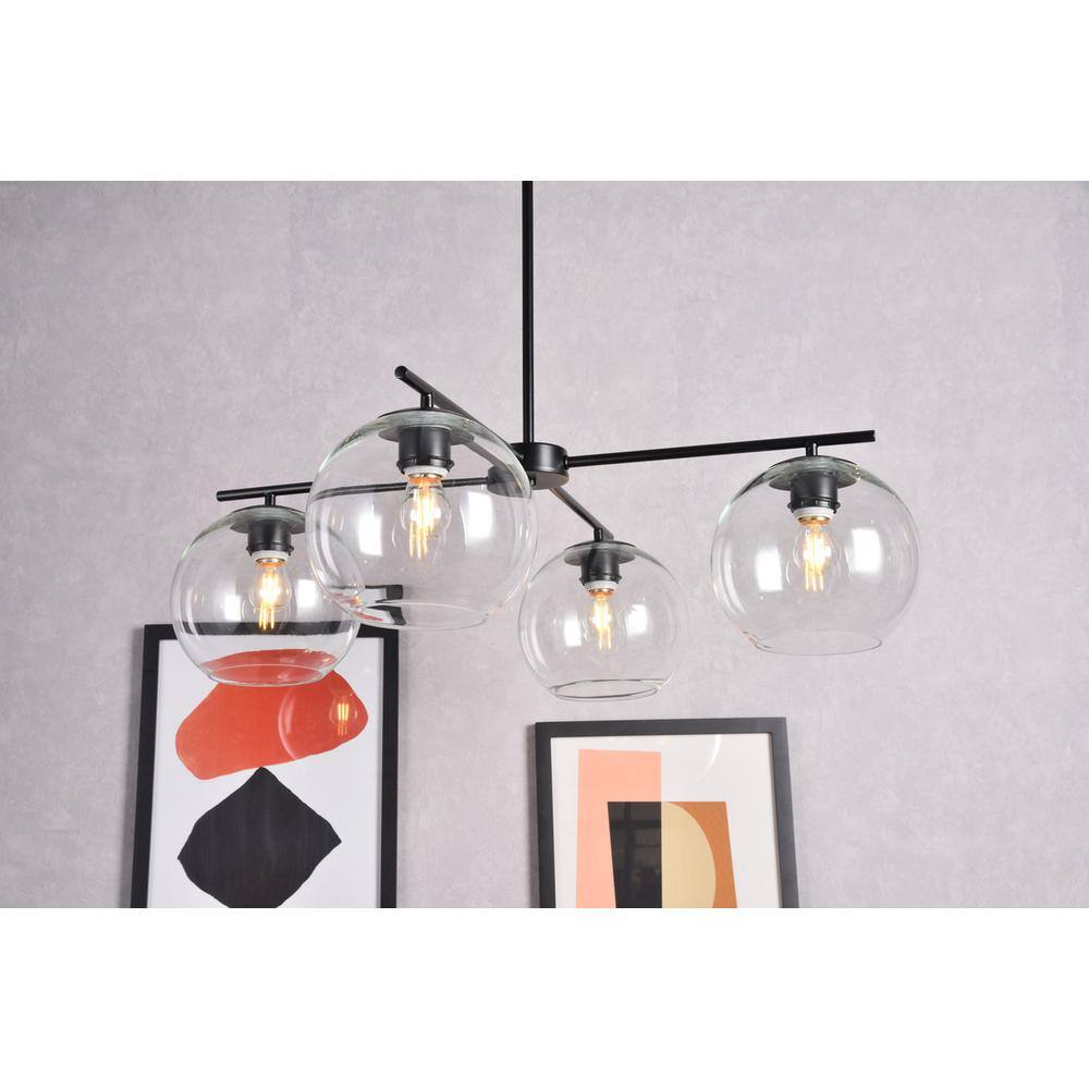 Back. Living District - Opus 4 lights black pendant - Black And Clear.