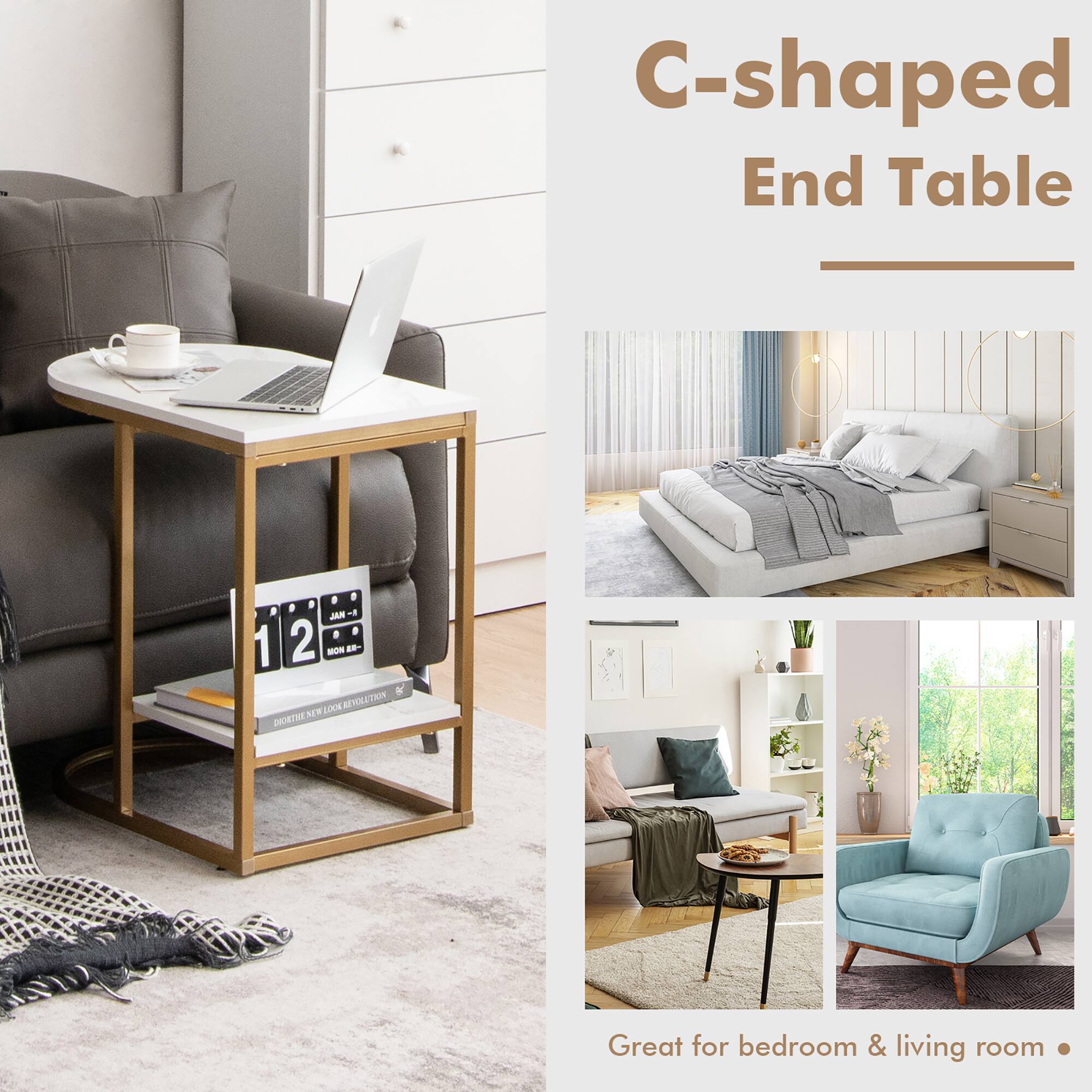 C-shaped End Table
Great for bedroom & living room