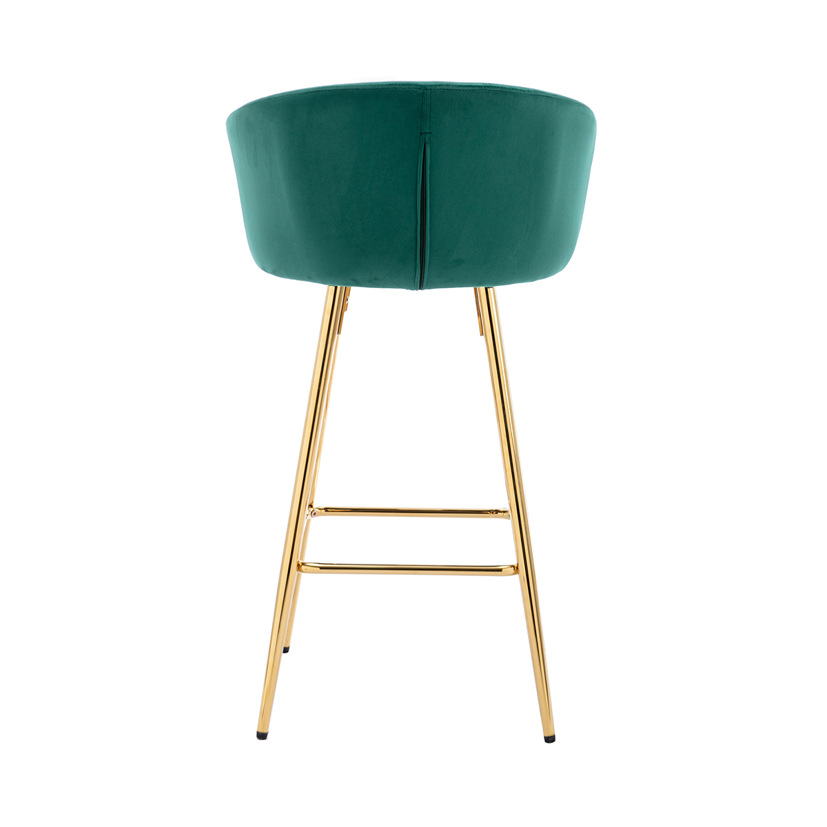 Back. Trinkets Crazed - 26" Velvet Counter Stools Set Of 2, Luxury Bar Chair With Low Back and Gold Legs For Kitchen Island - Green.