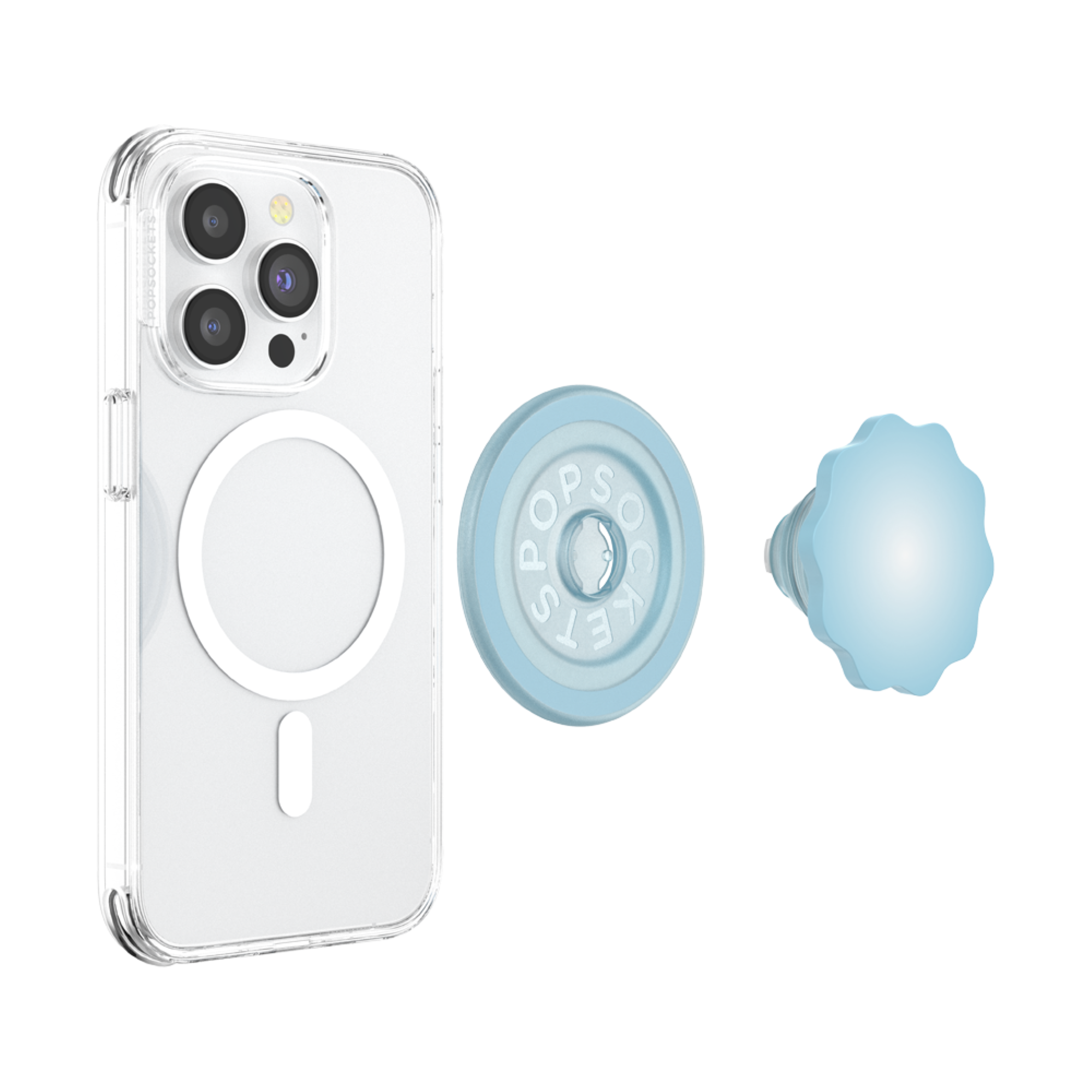 Left. PopSockets - MagSafe PopGrip Universal Magnetic Grip & Stand with Adapter Ring for Cell Phones - Molded Flower Blu-Sigh.