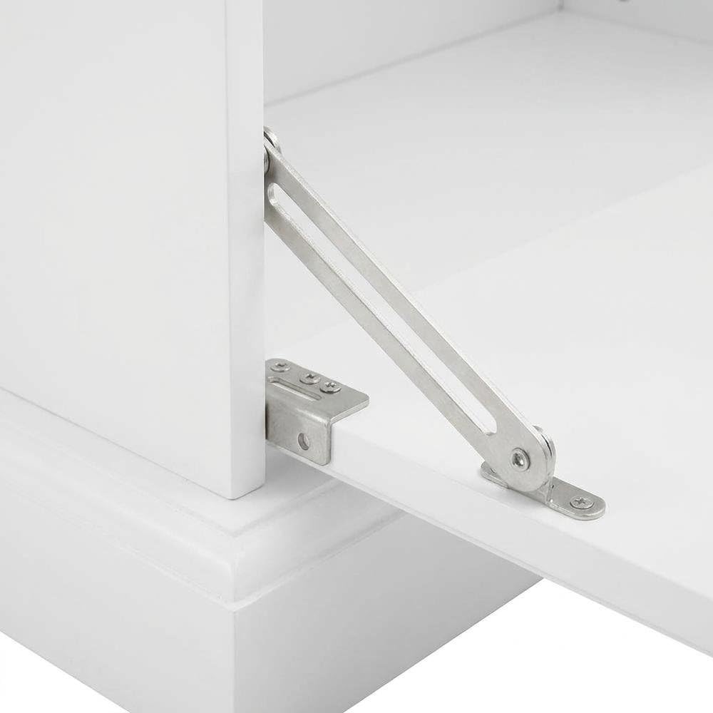 Alt View 2. FurniFact - Wood hall tree with storage bench and coat hooks for entryway - White.
