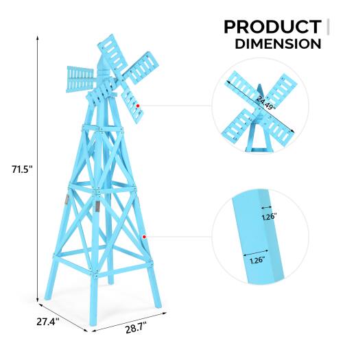Winado Wooden Windmill 6 FT Backyard Garden 2 Layer Weathervane