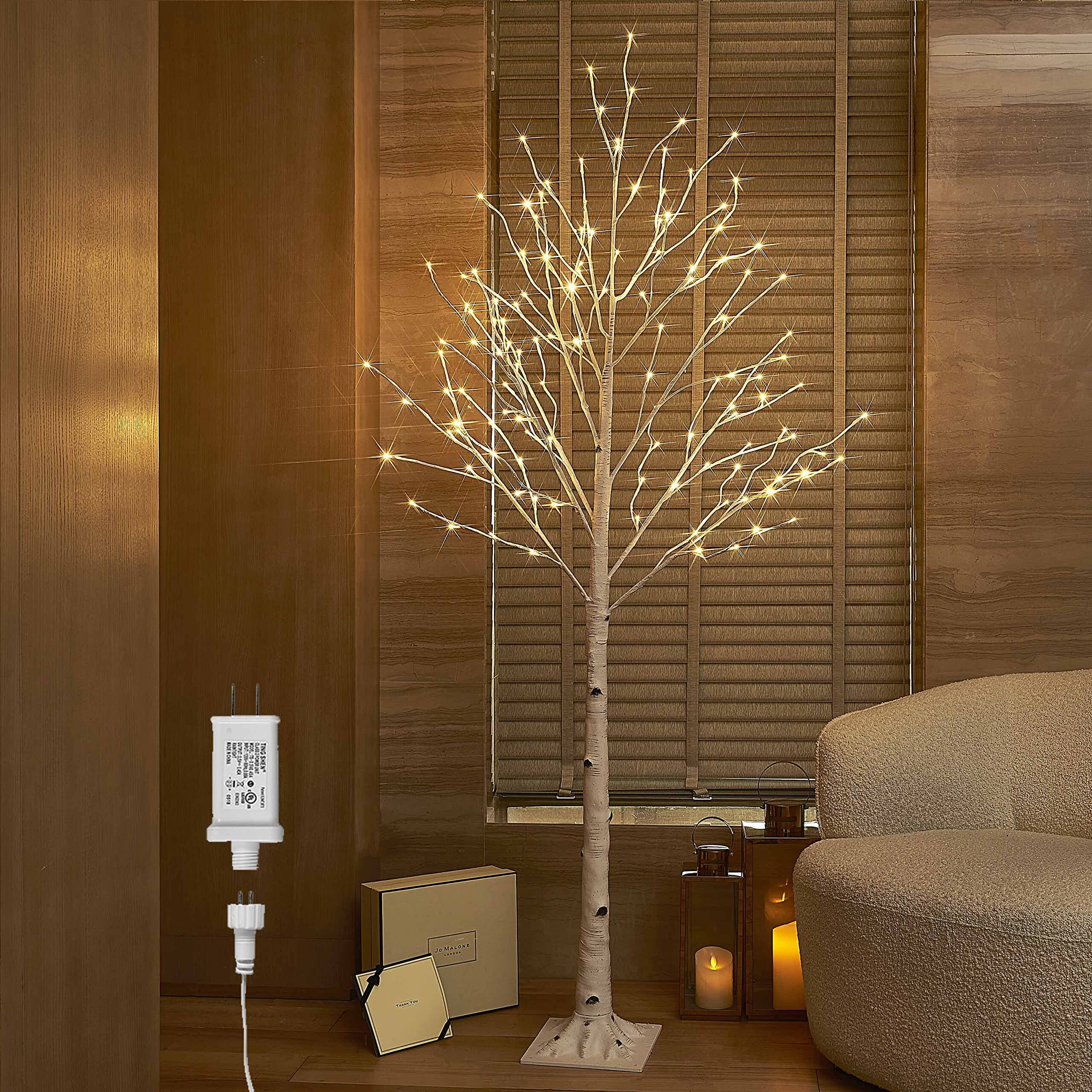 COTTAGE Lighted Birch Tree Plug In Led Twig With Lights For ...