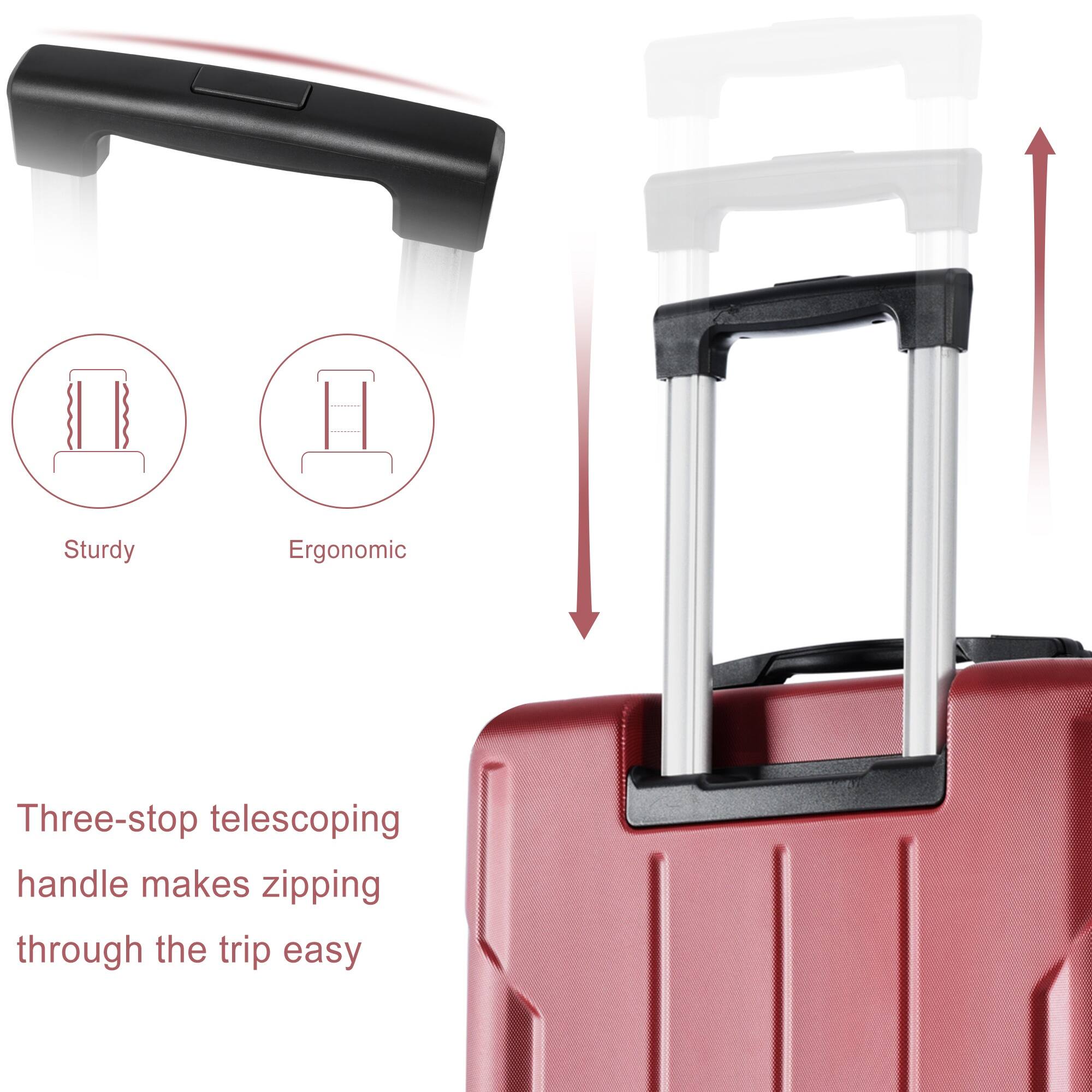 Sturdy Ergonomic Three-stop telescoping handle makes zipping through the trip easy