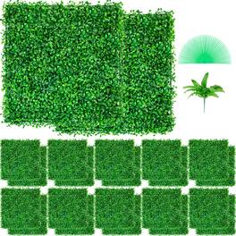VEVOR - Artificial Boxwood Panel UV 24pcs Boxwood Hedge Wall Panels Artificial Grass Backdrop Wall 10\" X 10\" 4 cm Grass - Green