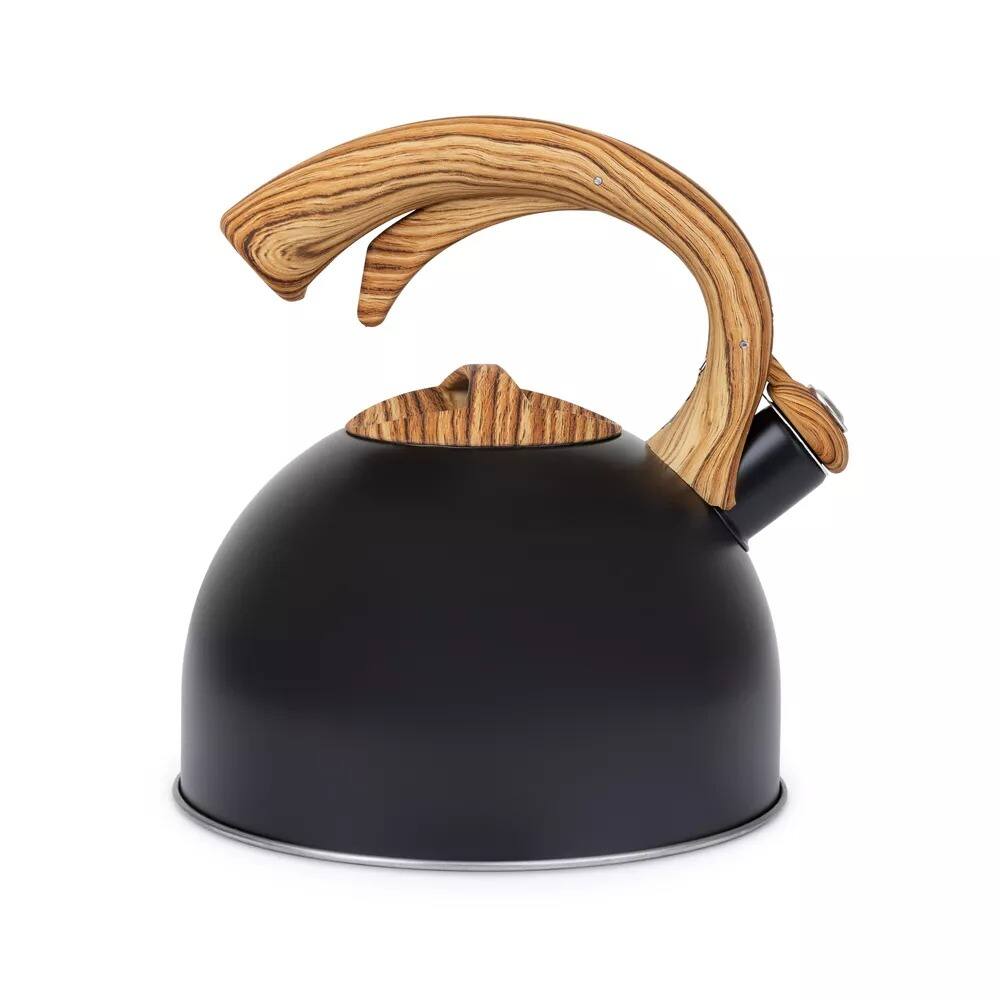Alt View 4. Elle Decor - 3Quart Black Whistling Tea Kettle with Heat Resistant Handle, Tapered Marble Finish Stovetop & Gas Tea Kettle - Black.