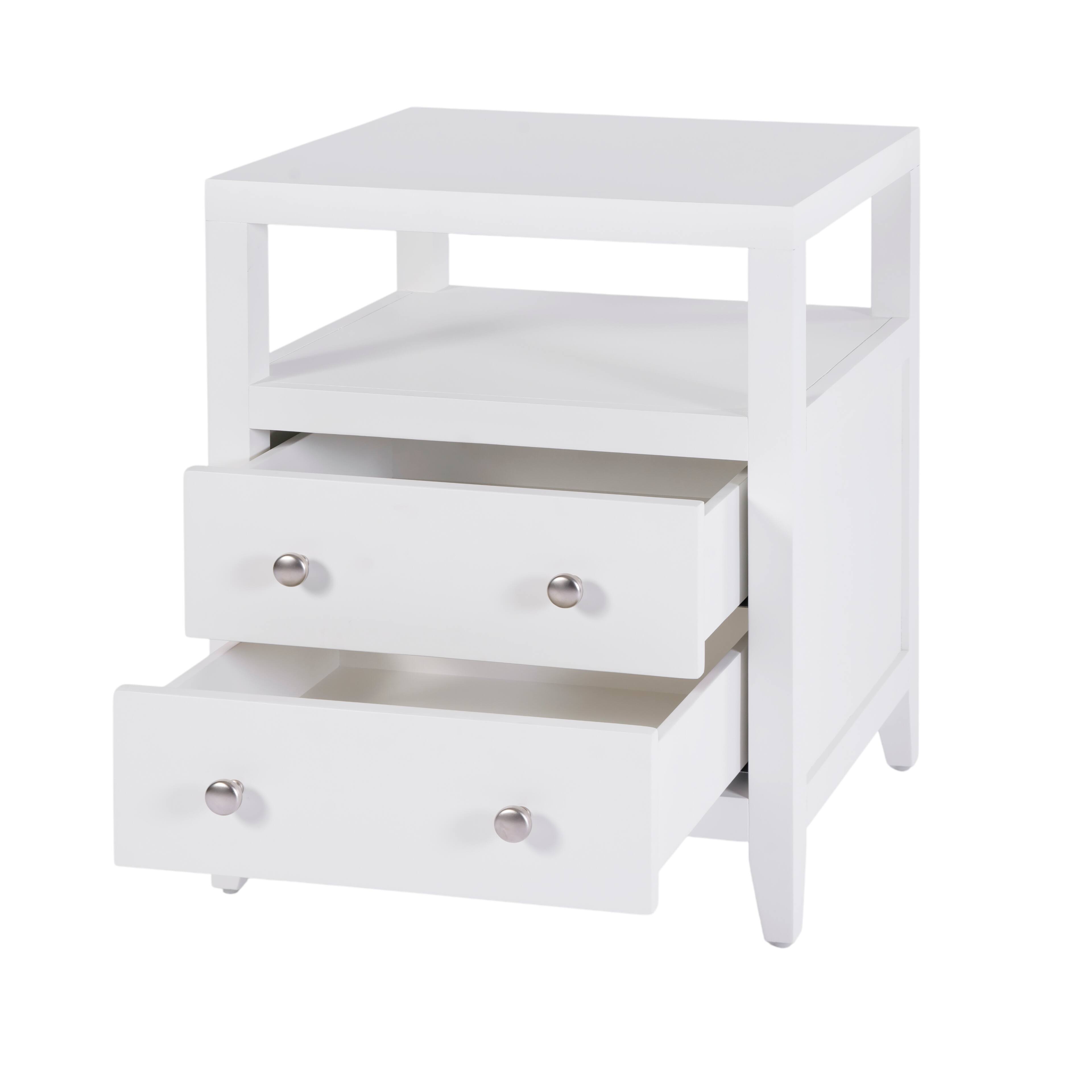 Alt View 1. Butler Specialty - Dana 21 in. W Rectangular Wood 2 Drawer Narrow Nightstand with Top Open Shelf - White.
