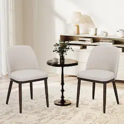 Beige Set of 2 Upholstered Dining Chairs