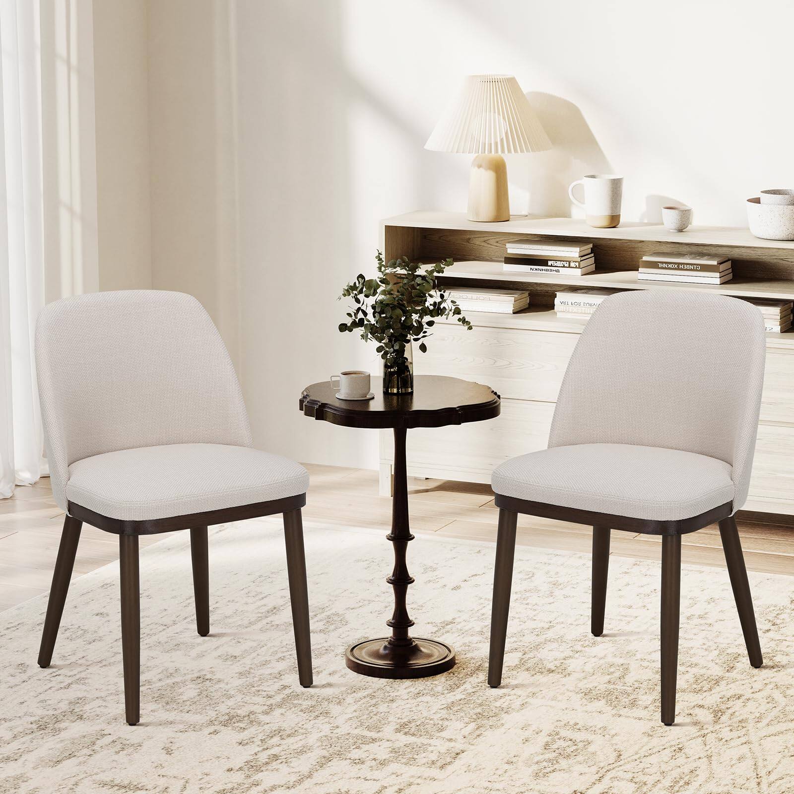 Beige Set of 2 Upholstered Dining Chairs
